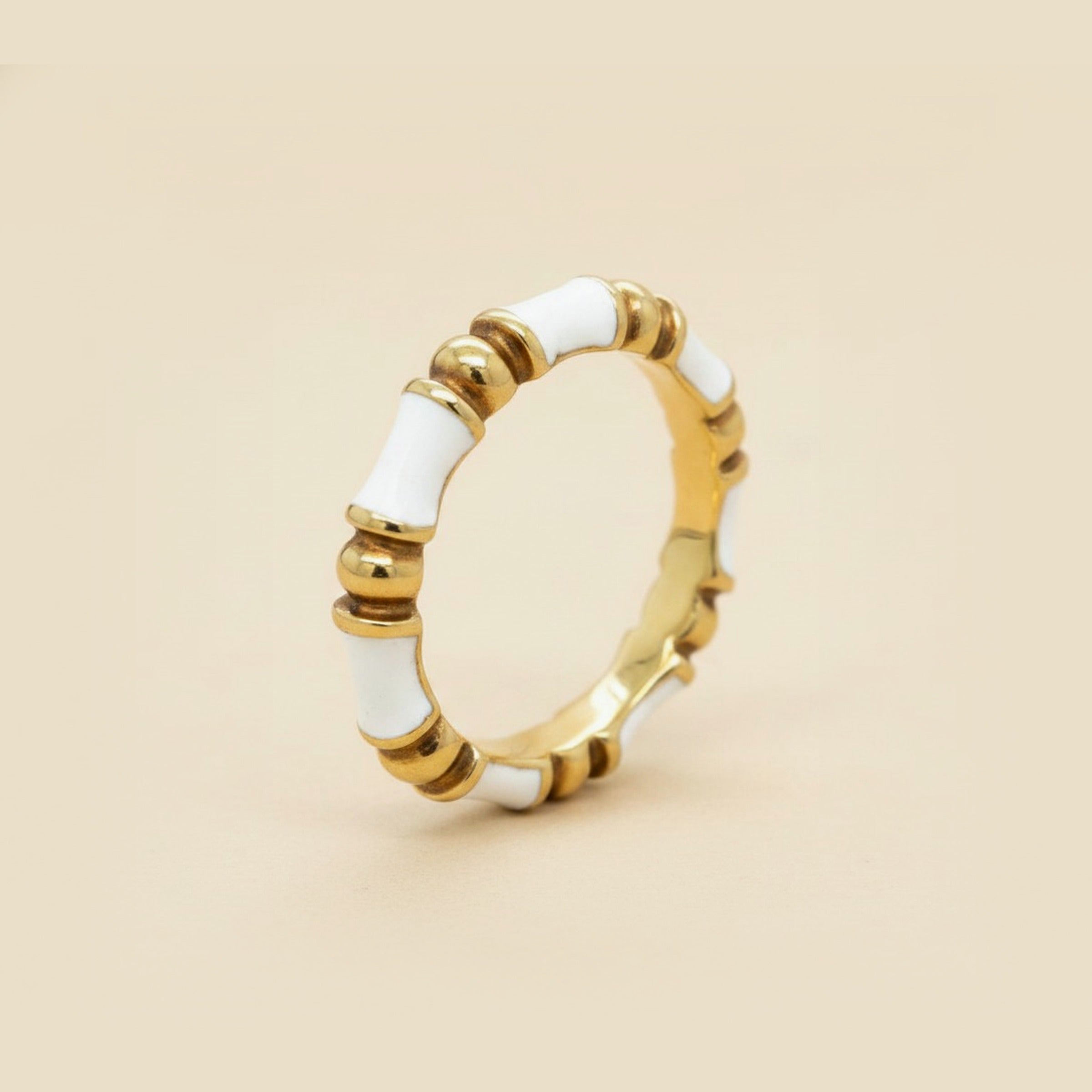 Tiffany & Co. 18K Yellow Gold White Enamel Bamboo