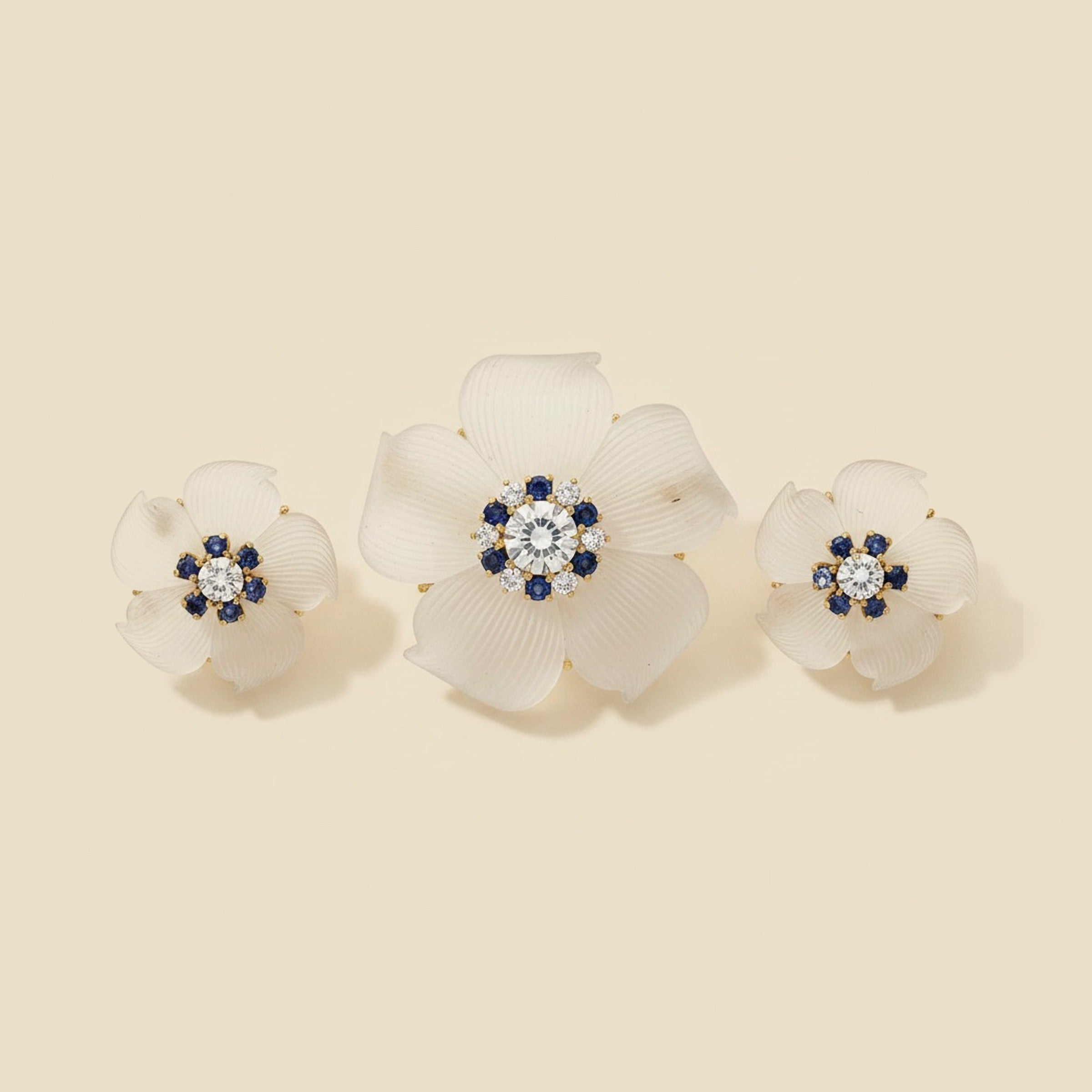 Tiffany & Co. Rock Crystal, Sapphire & Diamond Flower – Empire Diamond