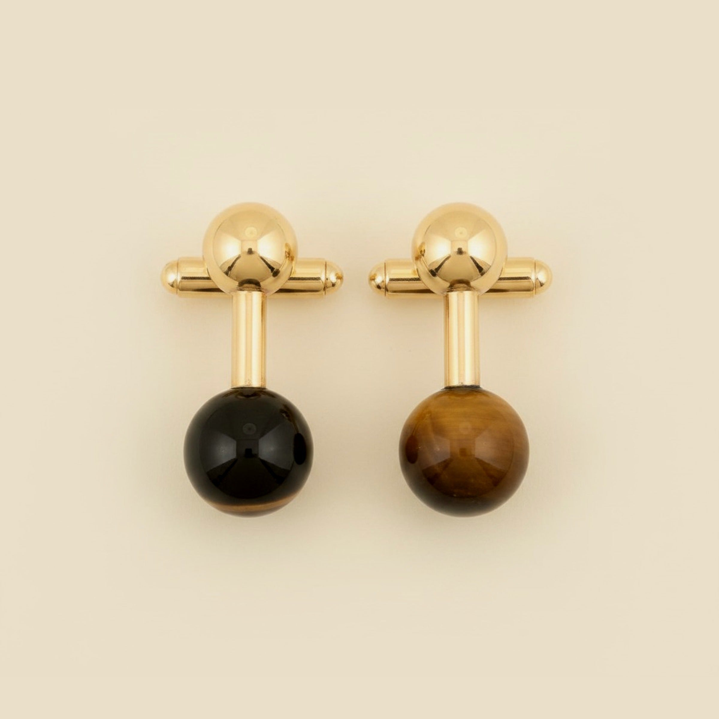 Tiffany & Co., Yellow Gold Tiger Eye Barbell Cufflinks – Empire Diamond