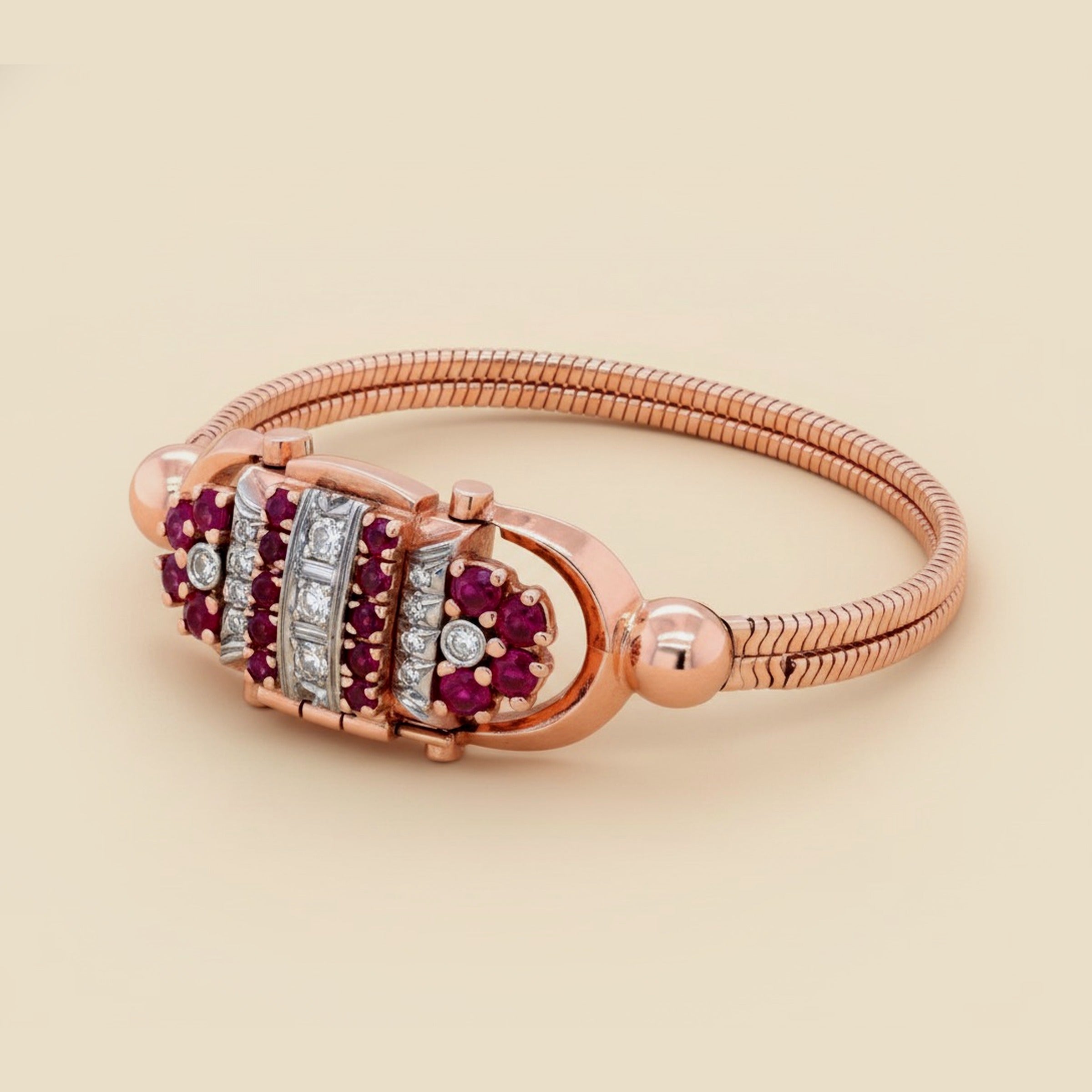 Tilbury 14k Rose Gold Ruby & Diamond Watch