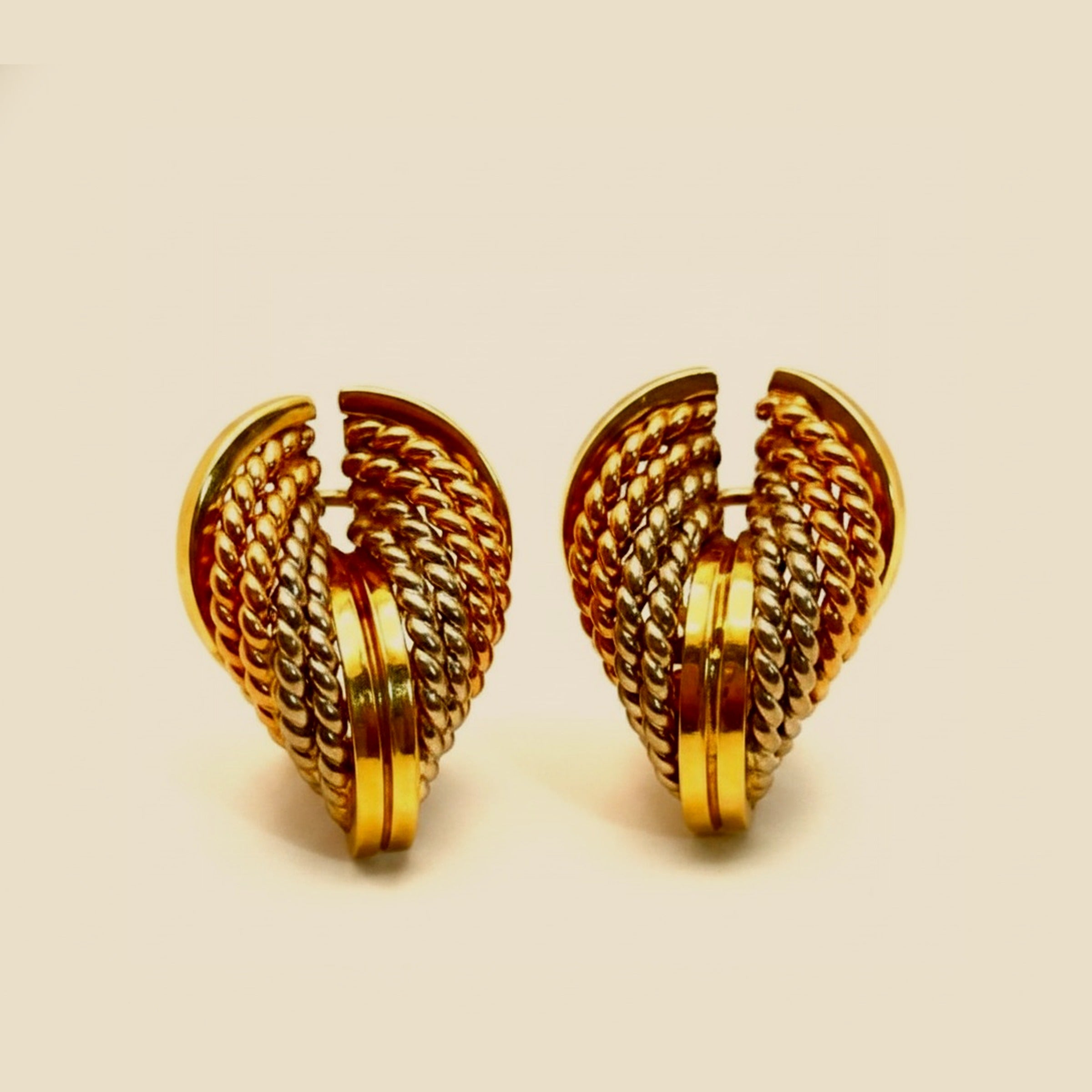 Tri-Color Braided Rope Design Earclips – Empire Diamond