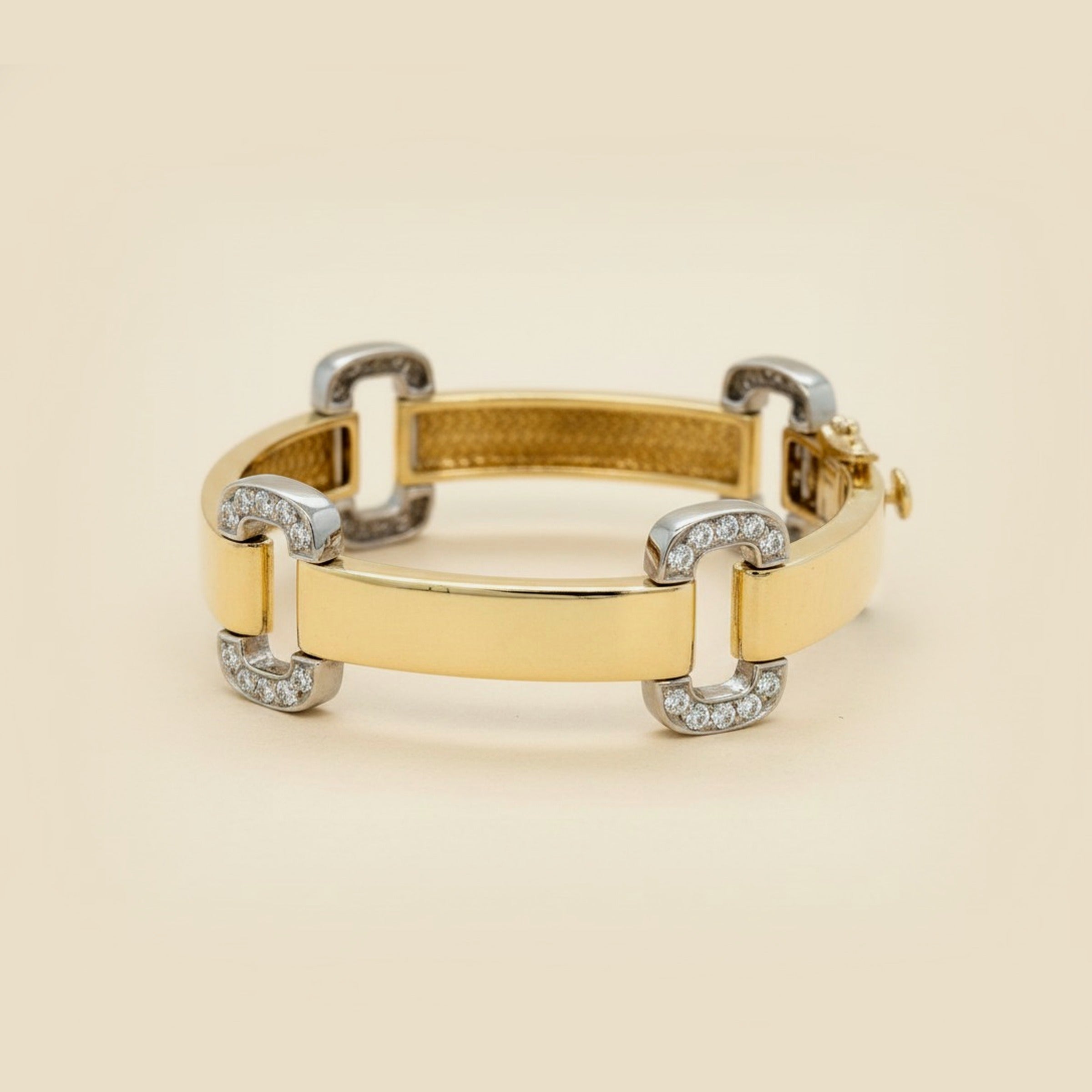 Two Tone 14k Diamond Oval Link Bracelet