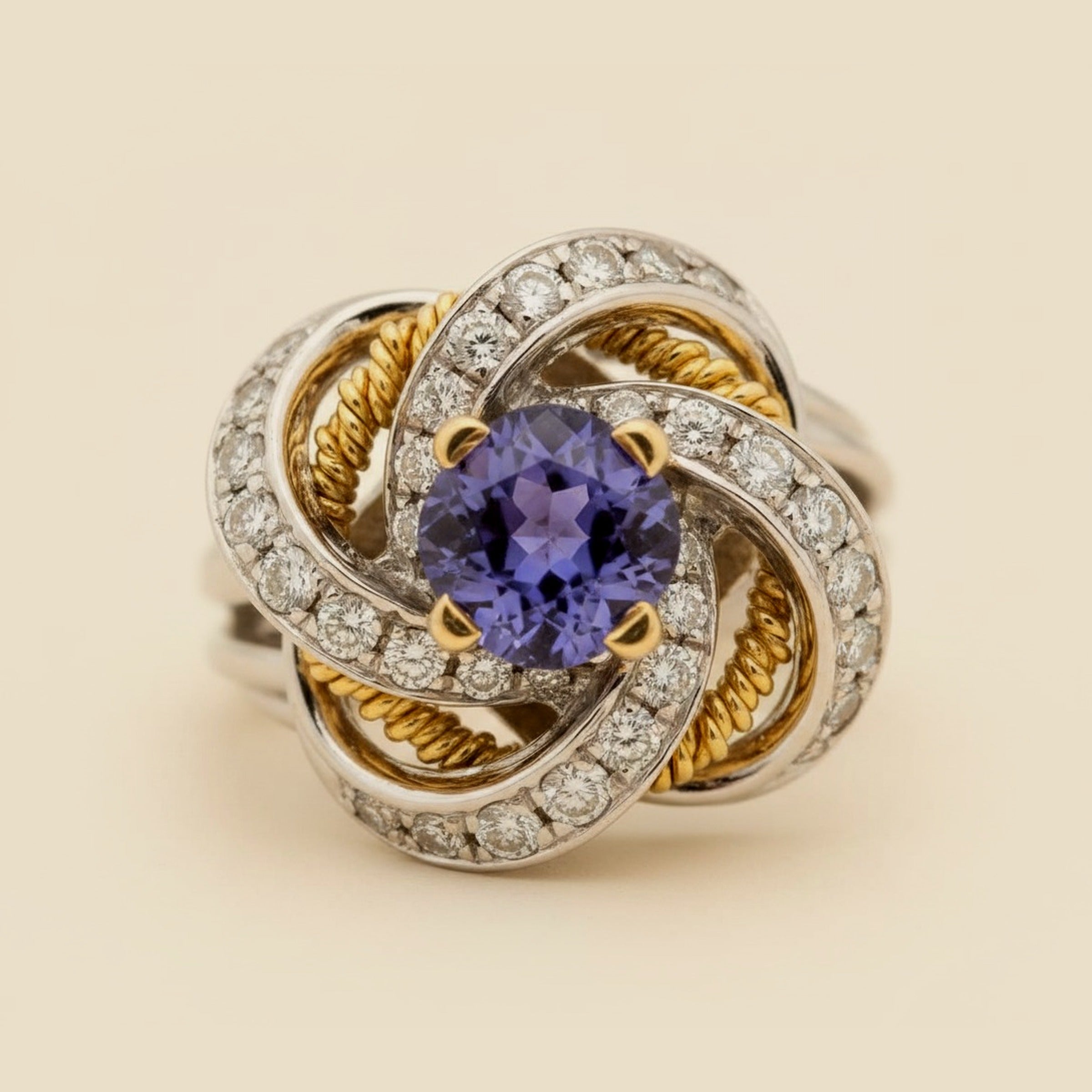 Two Tone Tanzanite and Diamond Bow Ring – Empire Diamond – view 2