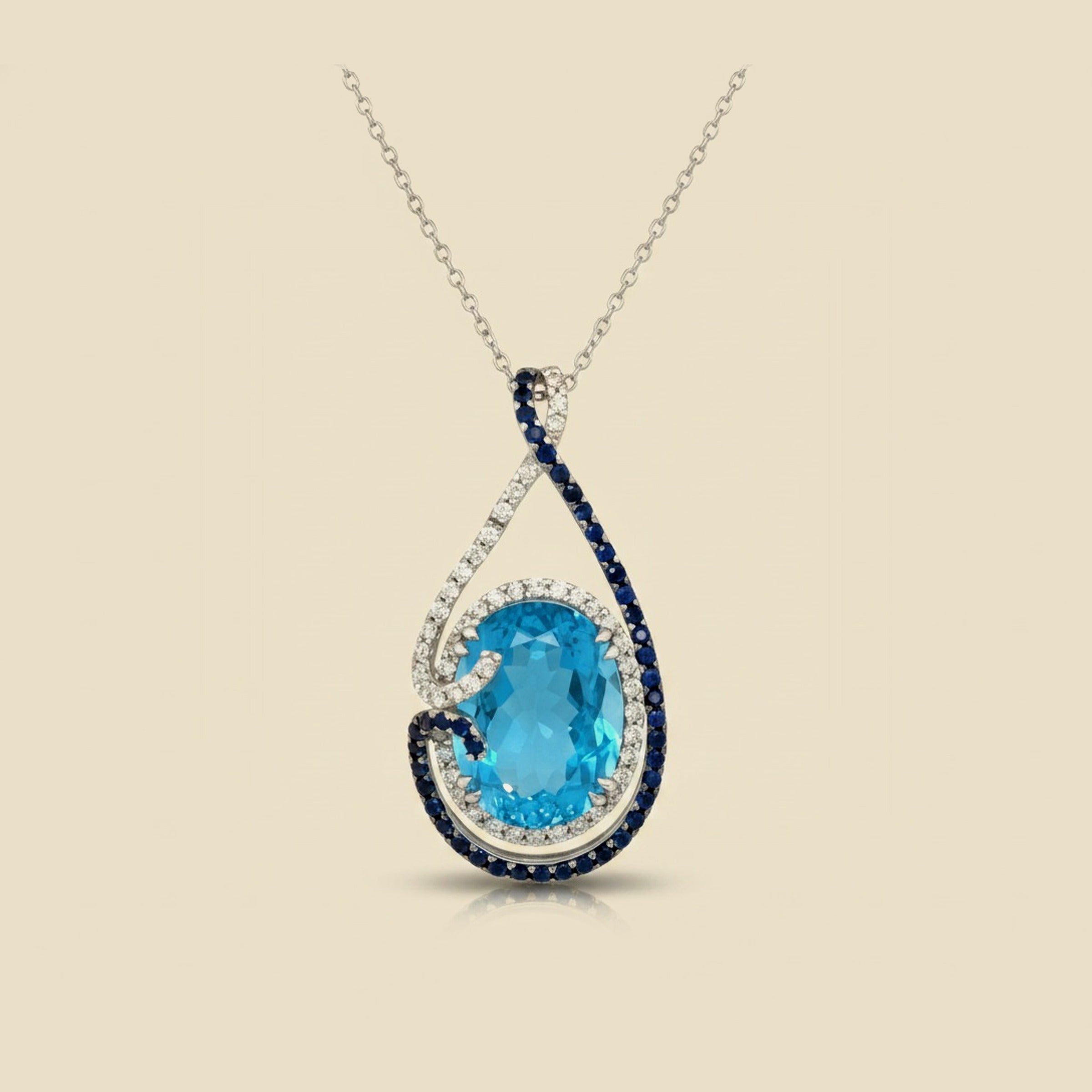 Vibrant Blue Topaz Diamond & Sapphire Free Flow Pendant – Empire Diamond