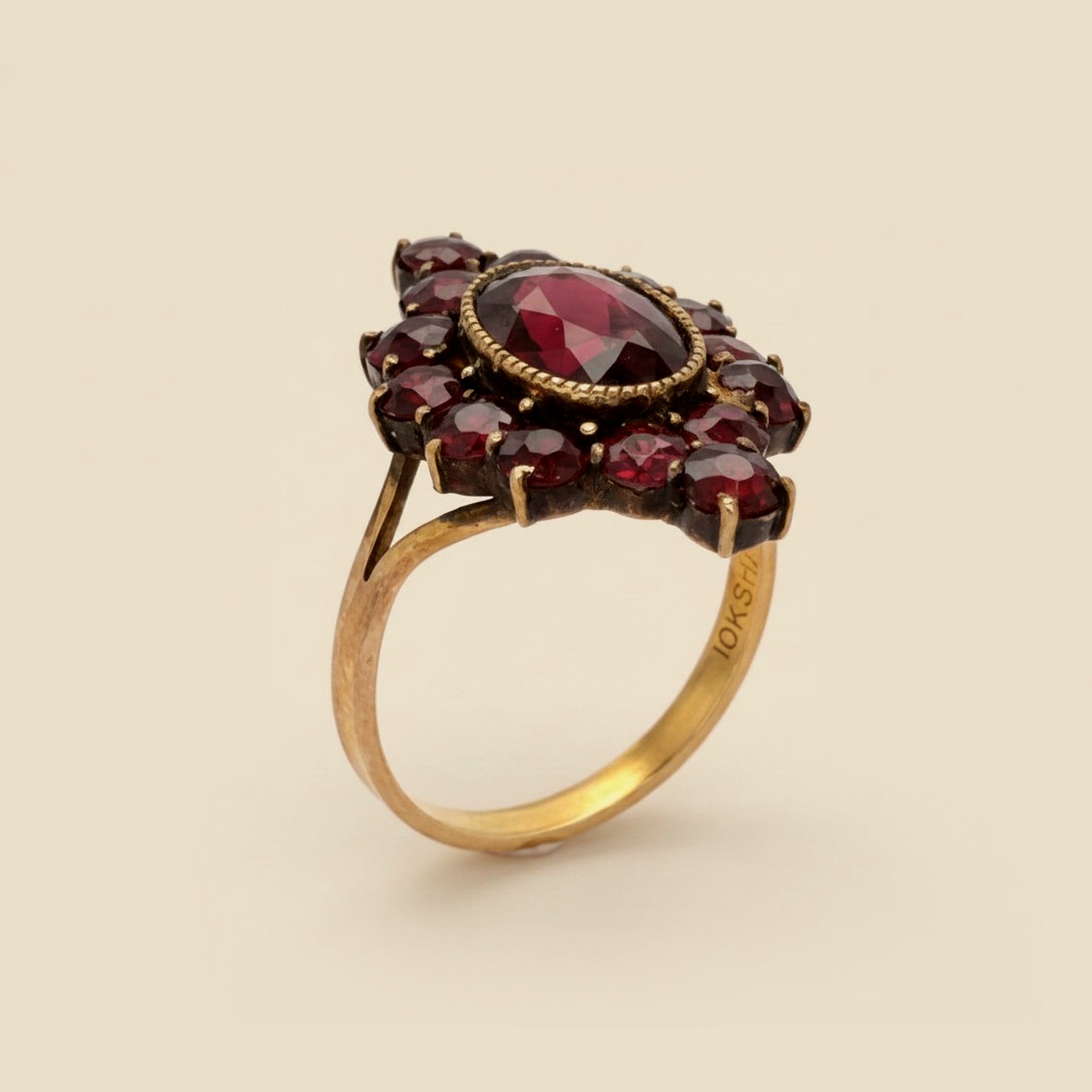 Victorian Yellow Gold/Silver Garnet Cocktail Ring – Empire Diamond