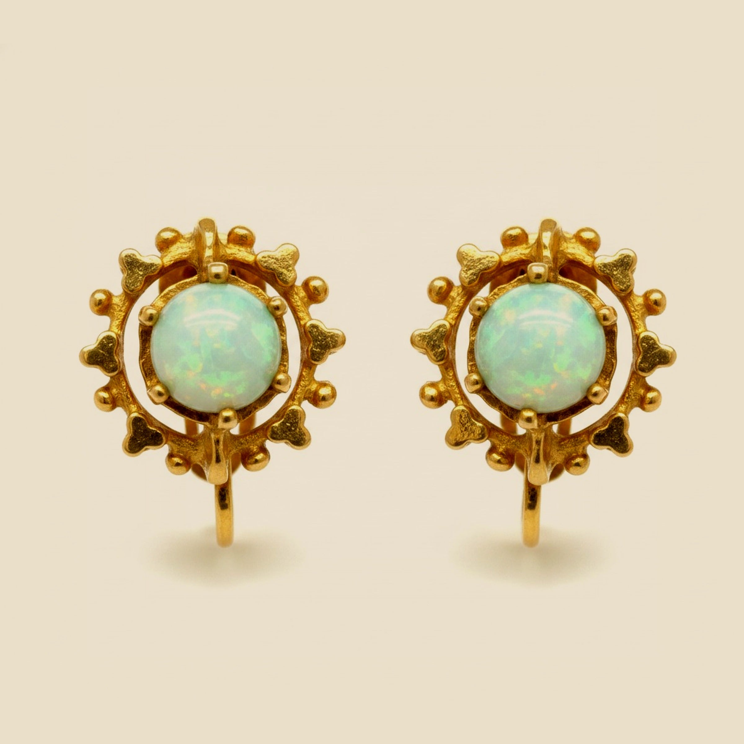 Vintage Yellow Gold Opal Earrings