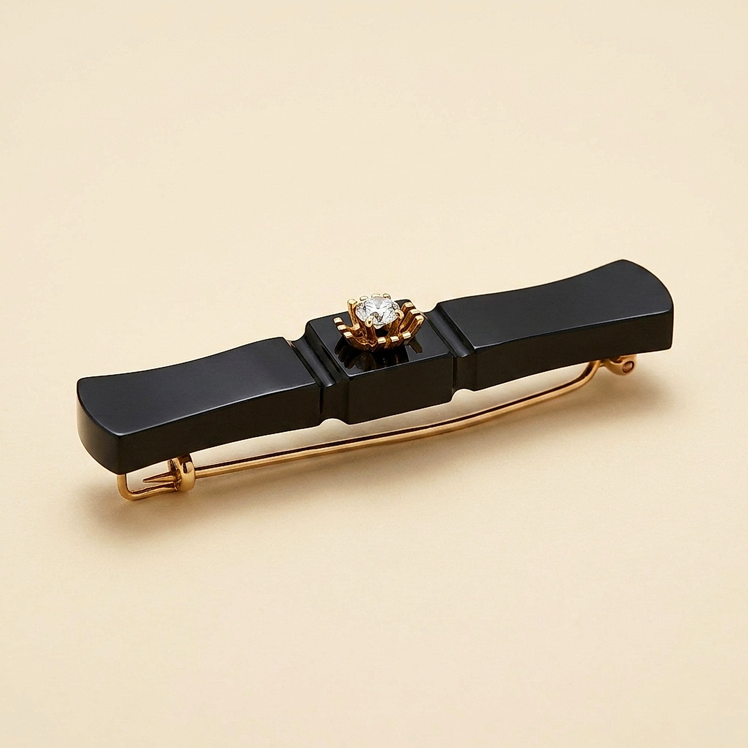 Onyx Bar Pin with a Rose Gold Pin