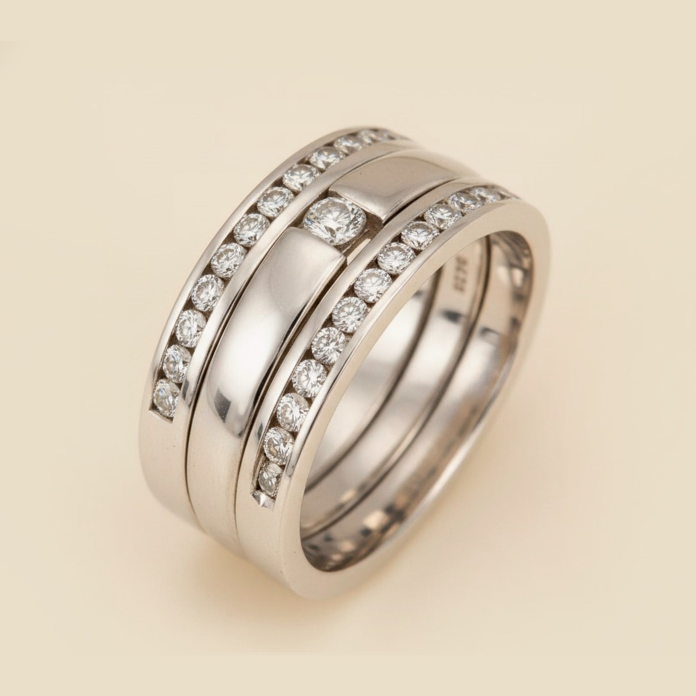 White Gold 3 Bands in 1 Wedding Bands – Empire Diamond