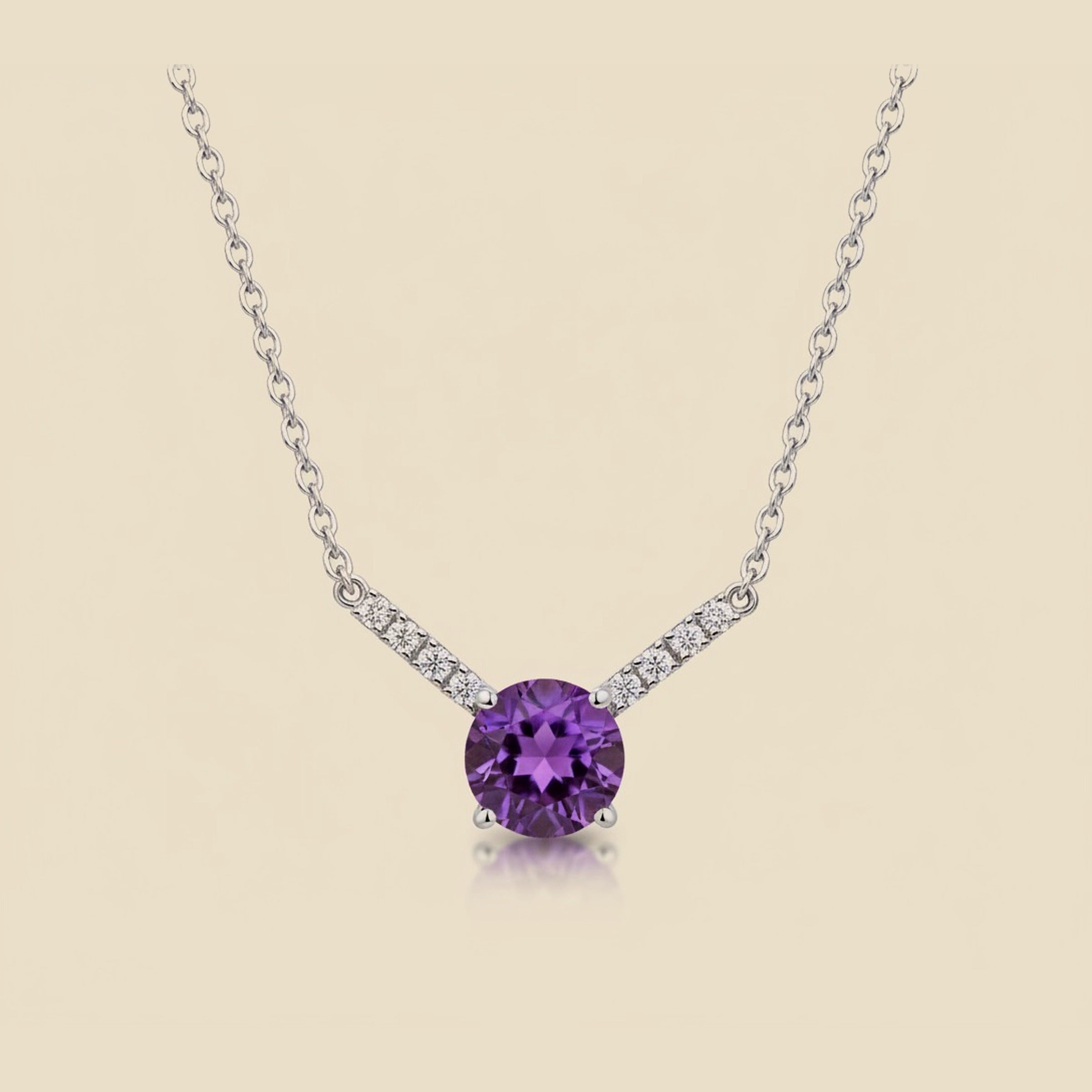 White Gold Amethyst & Diamond "V" Pendant – Empire Diamond