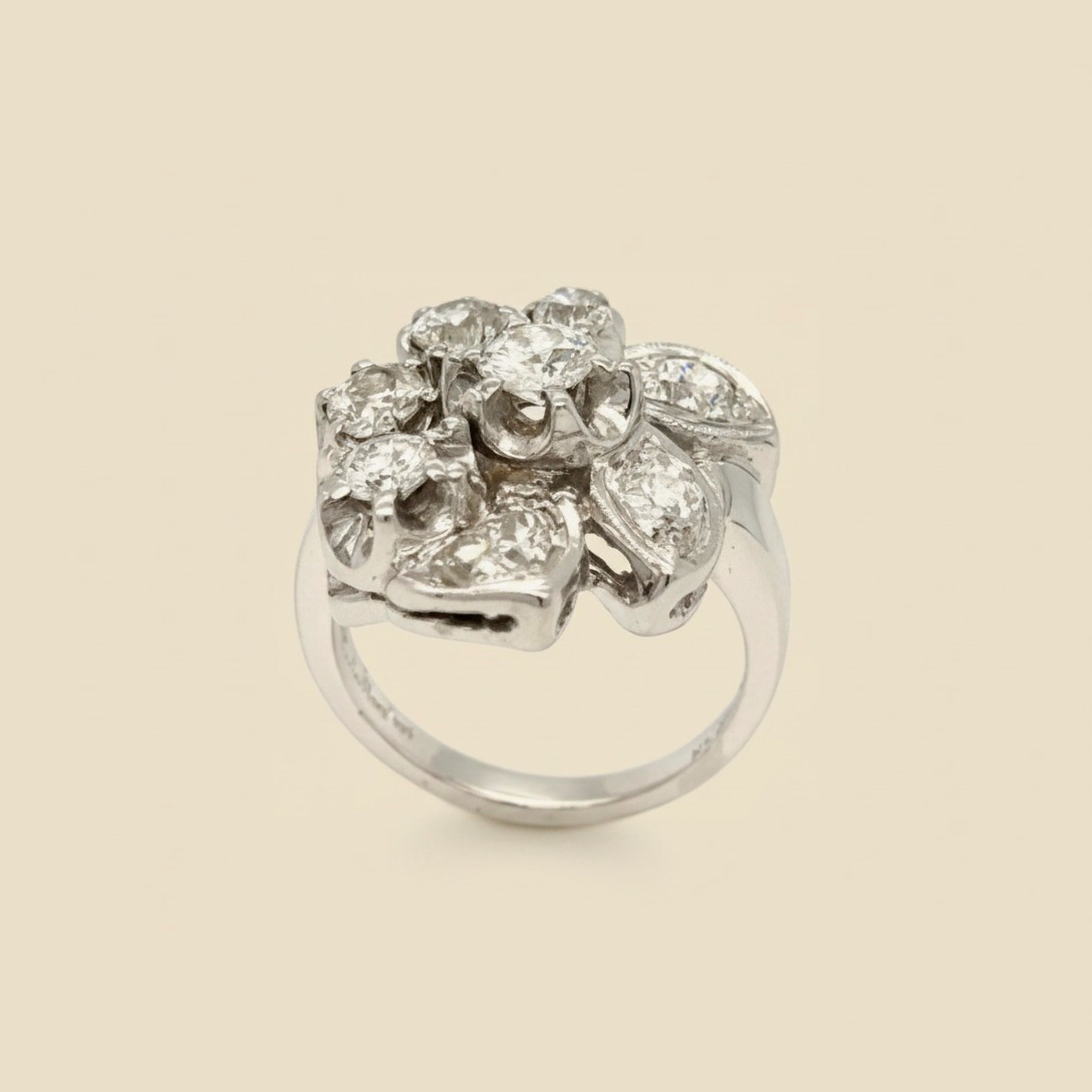 White Gold Art Deco Diamond Cluster Ring – Empire Diamond – view 2