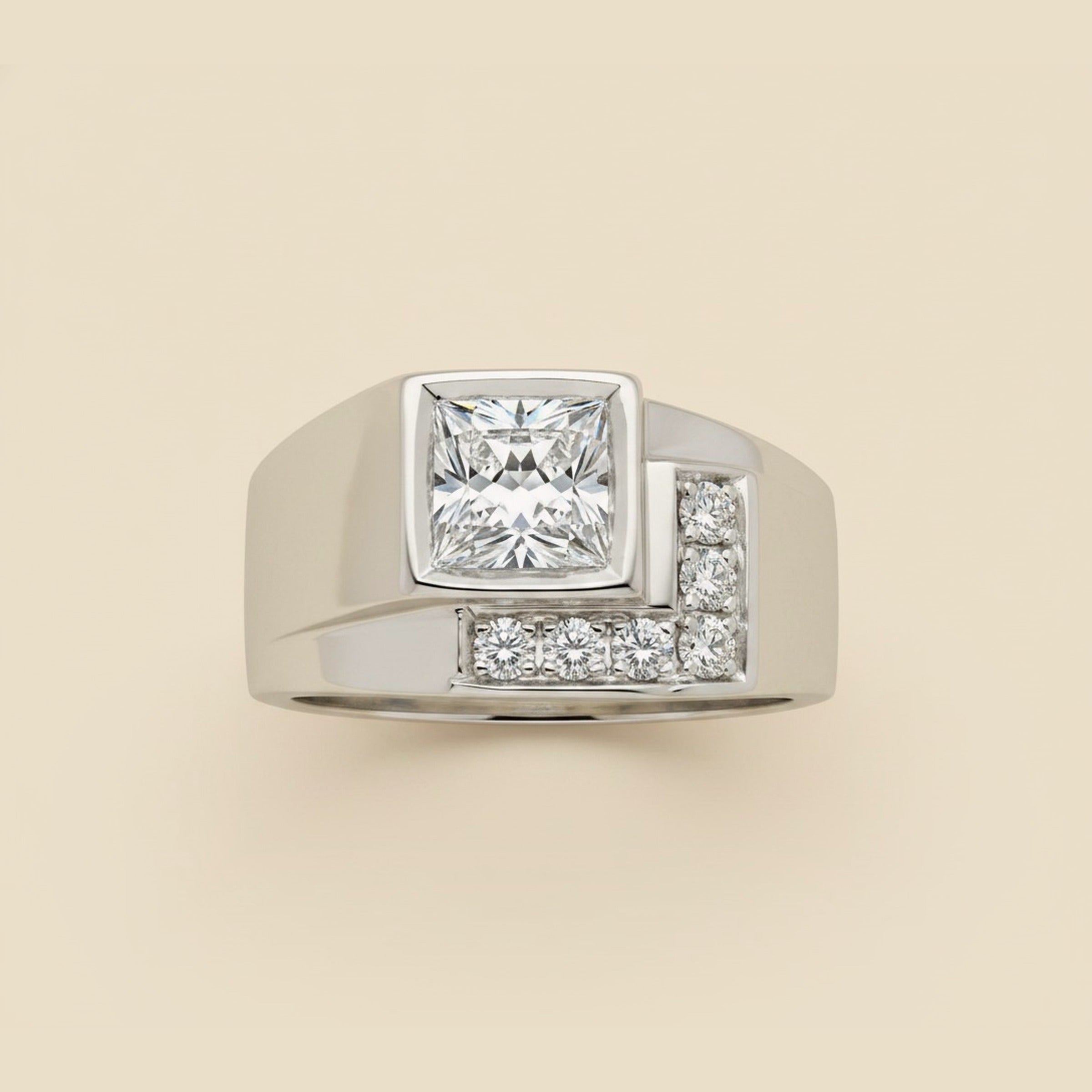 White Gold Art Deco Style Diamond Cocktail Ring – Empire Diamond – view 2