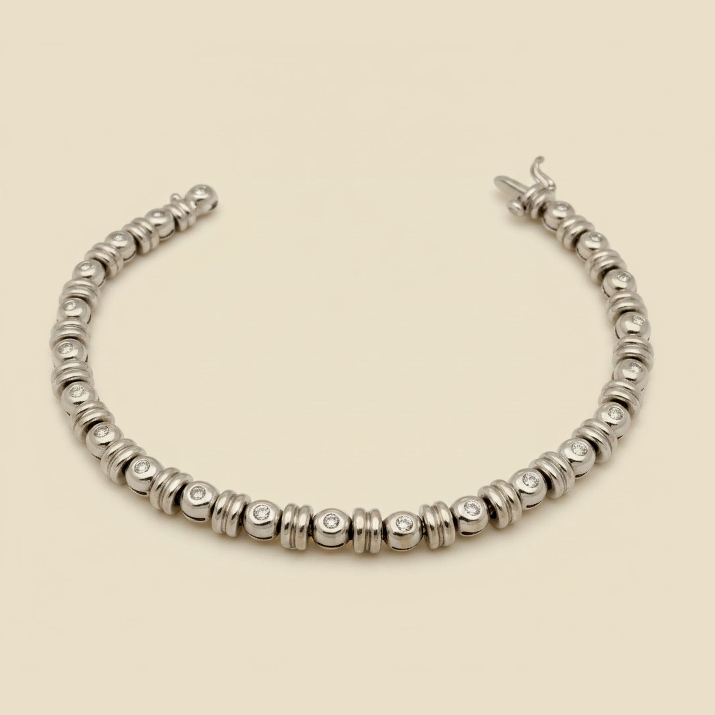 White Gold Bezel Set Diamond Bracelet