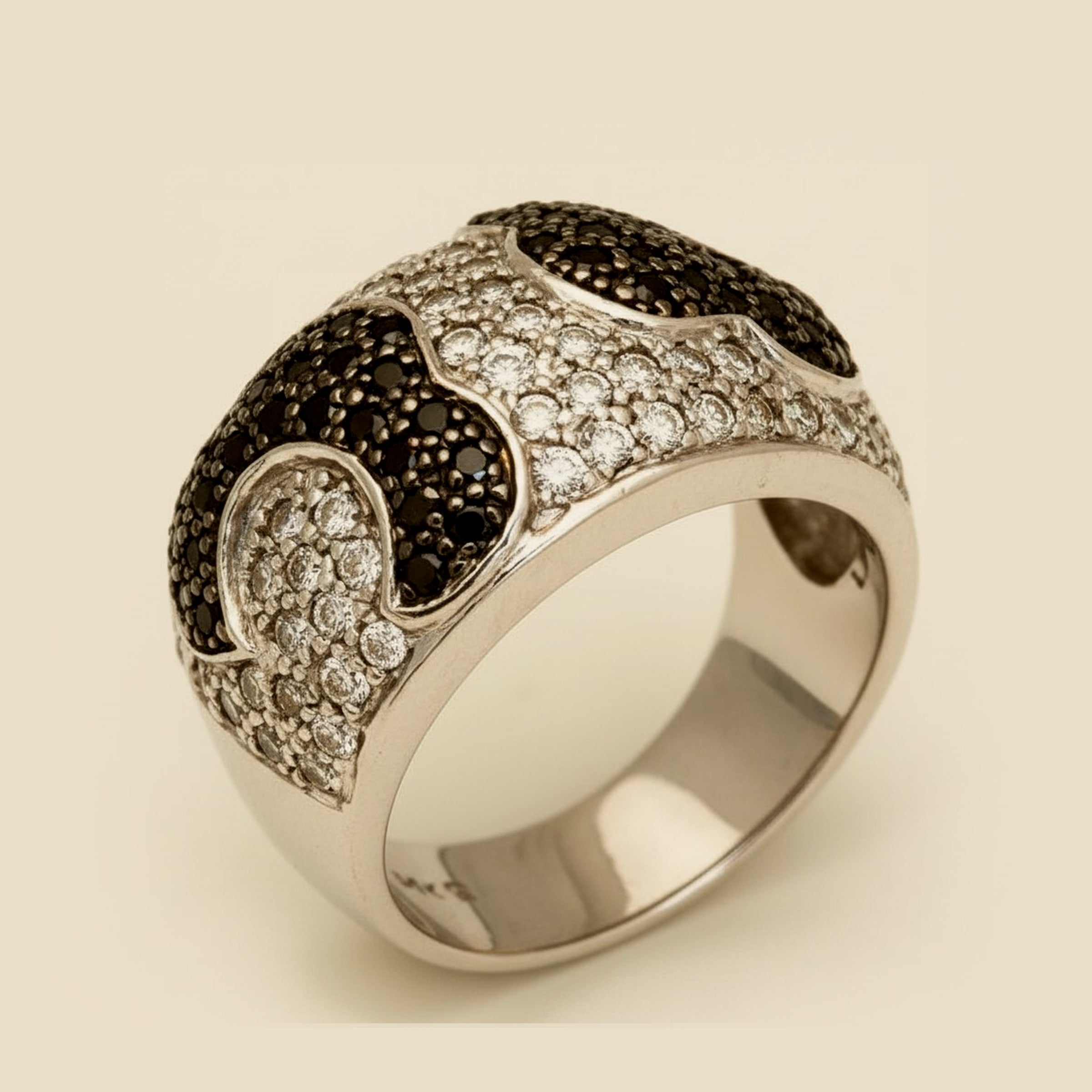 White Gold Black & White Diamond Cocktail Ring – Empire Diamond