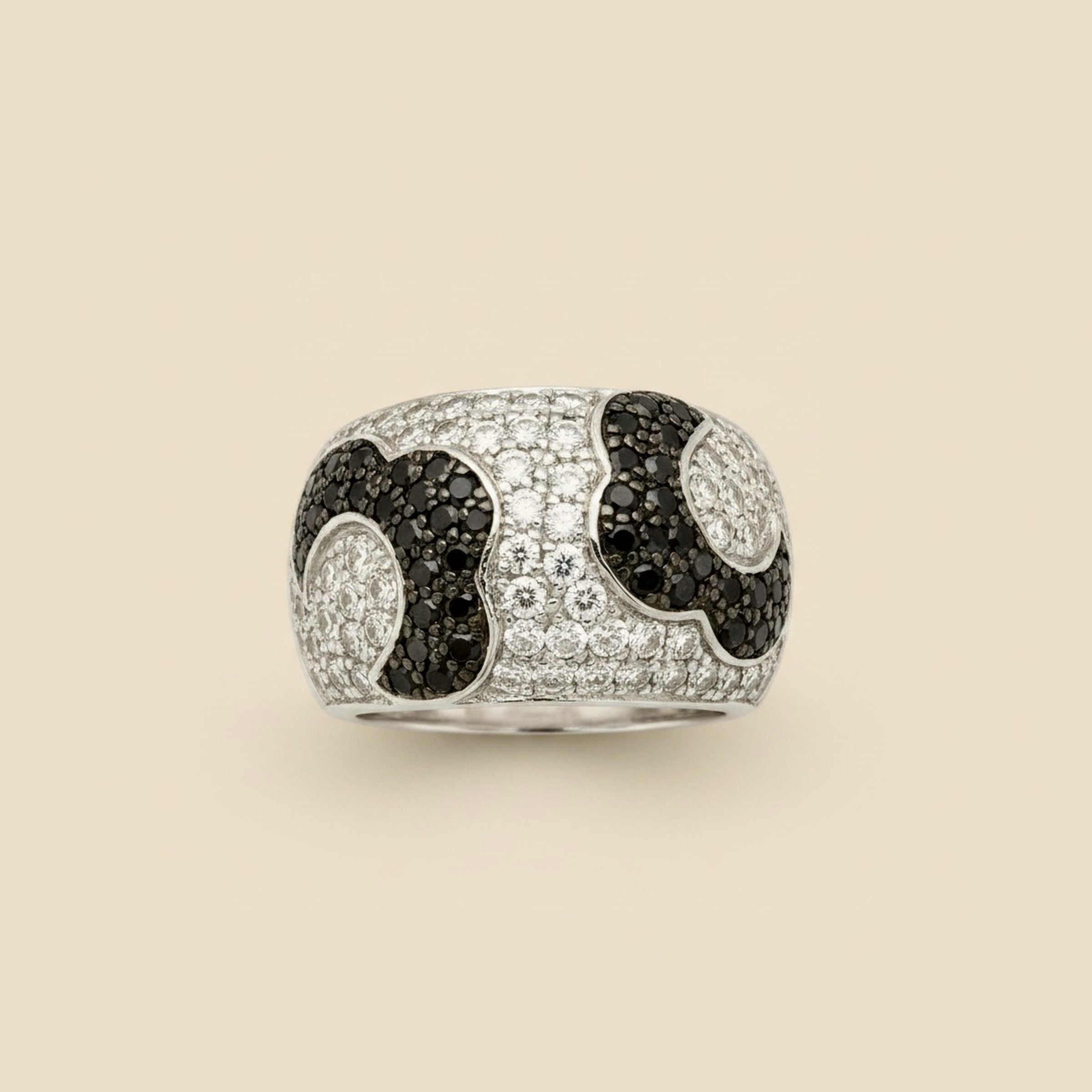 White Gold Black & White Diamond Cocktail Ring – Empire Diamond – view 2
