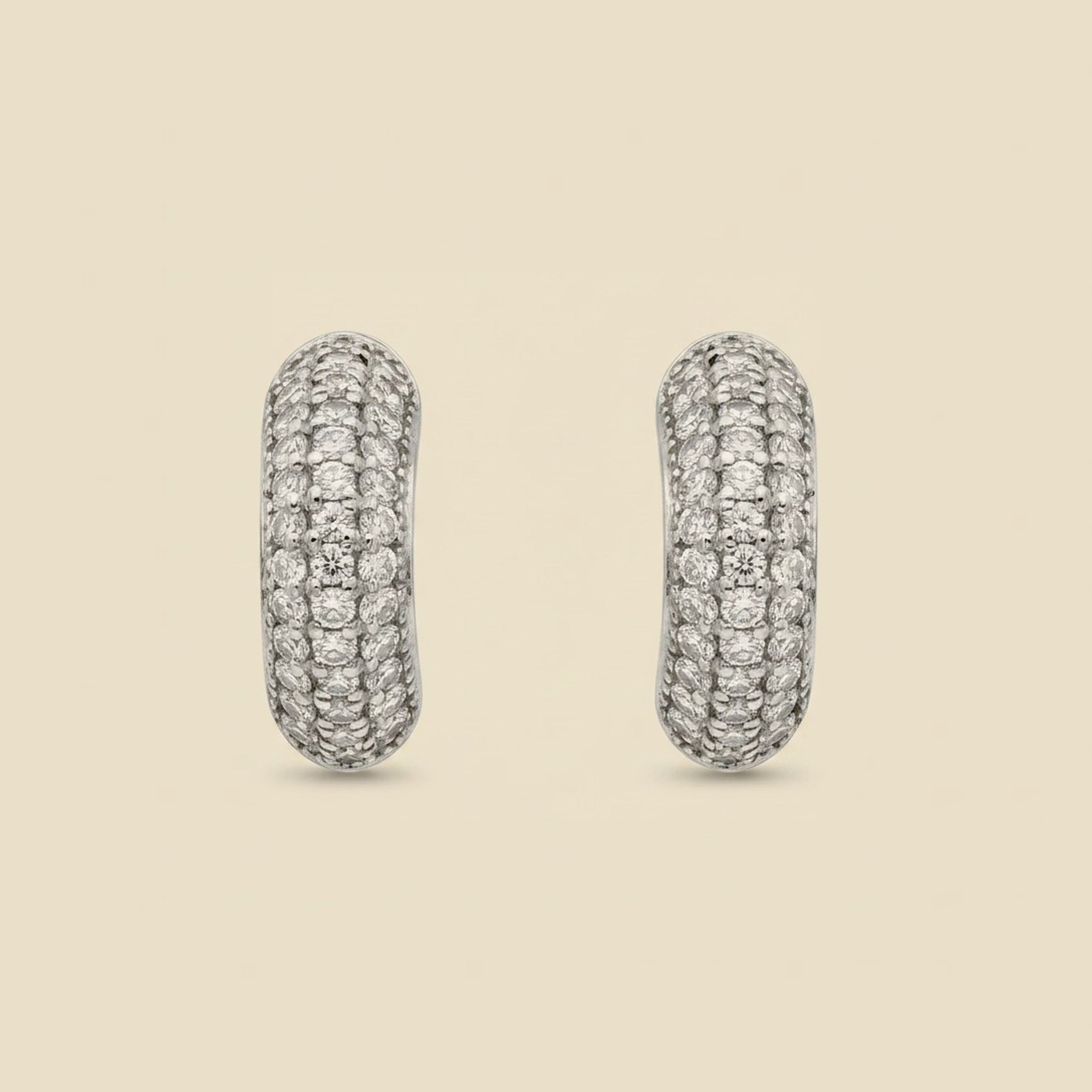 White Gold Curved Pave Diamond Earrings – Empire Diamond