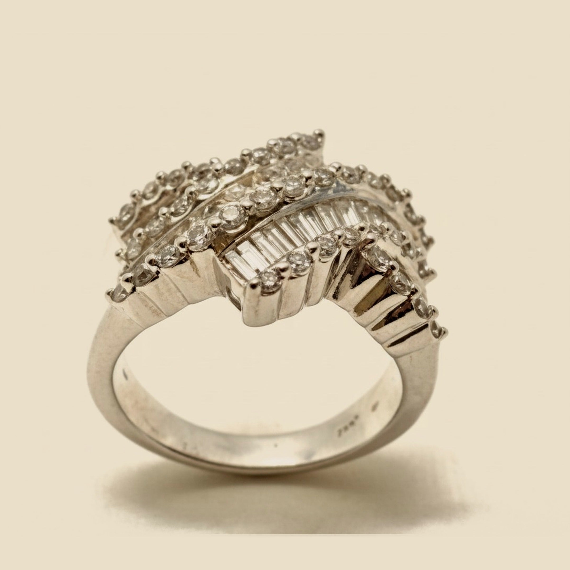 White Gold Diamond Bypass Ring – Empire Diamond