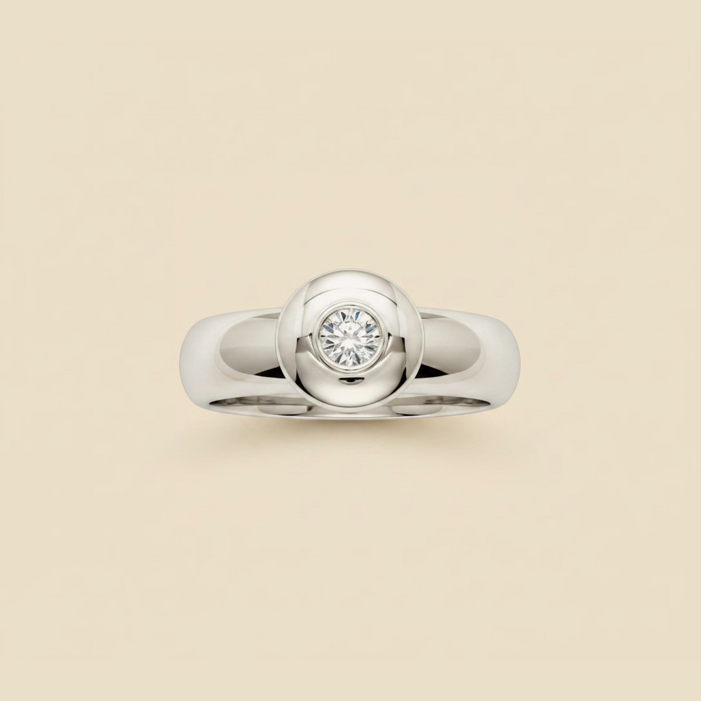 White Gold Diamond Donut Bezel Set Solitaire Engagement Ring