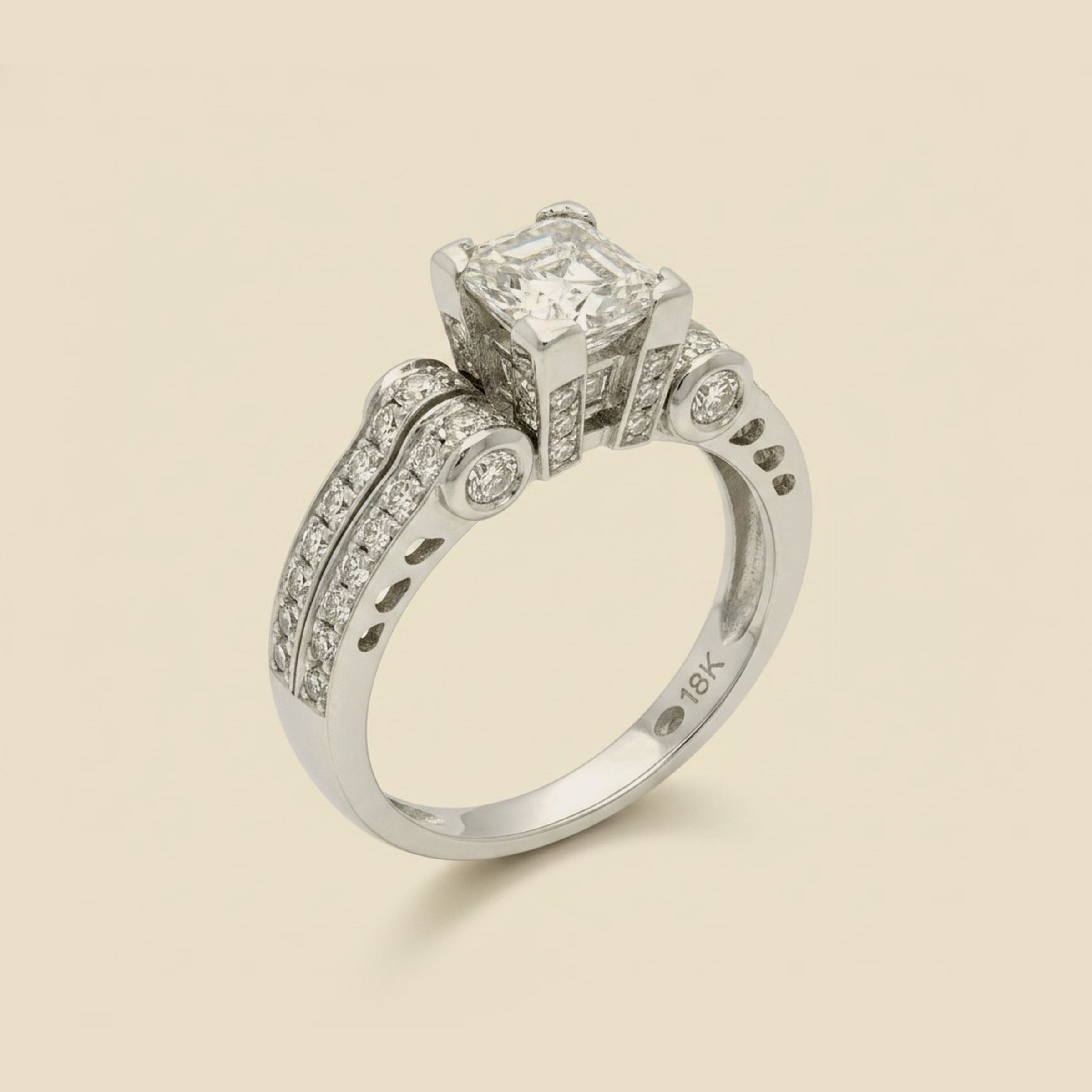 White Gold Diamond Engagement Ring with Princess Cut – Empire Diamond