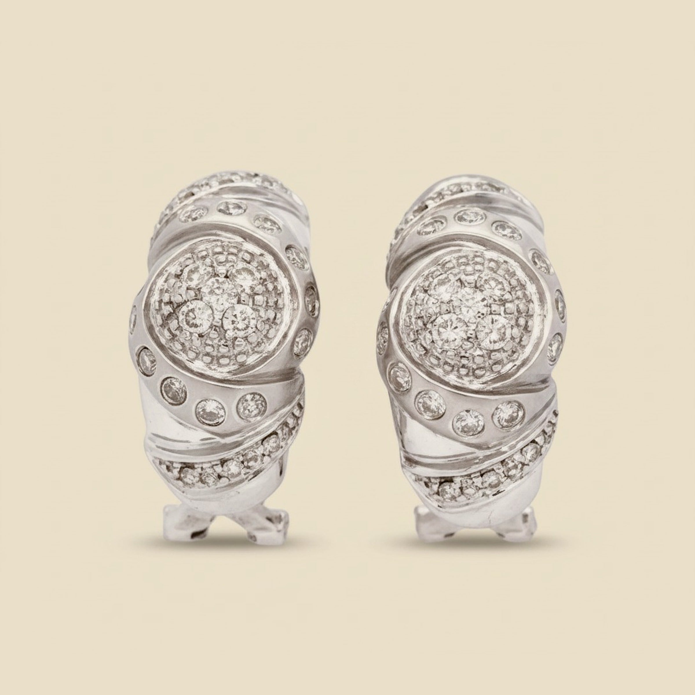 White Gold Diamond J Hoop Earrings
