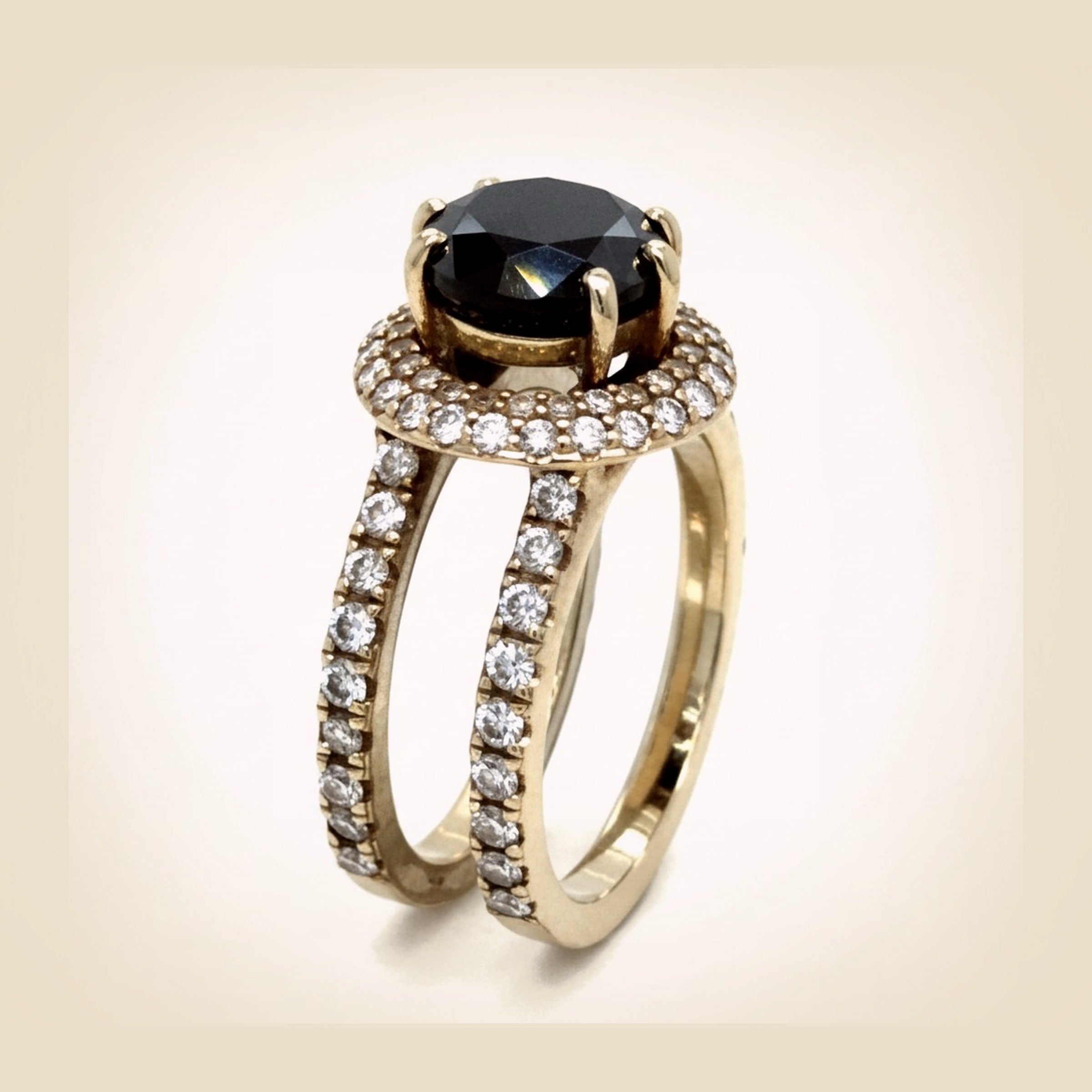 White Gold Natural Black Diamond Cocktail Ring