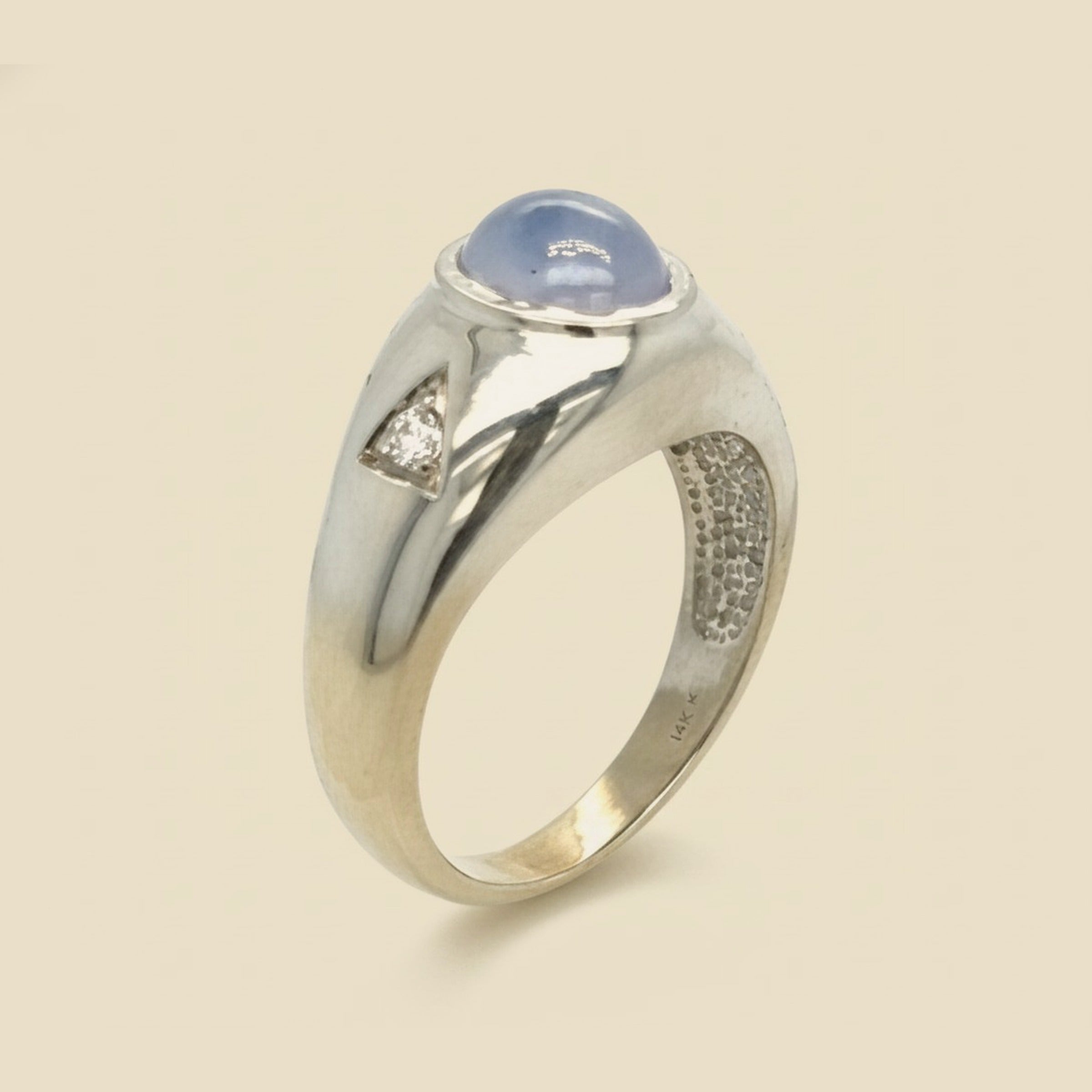 White Gold Natural Star Sapphire Diamond Ring