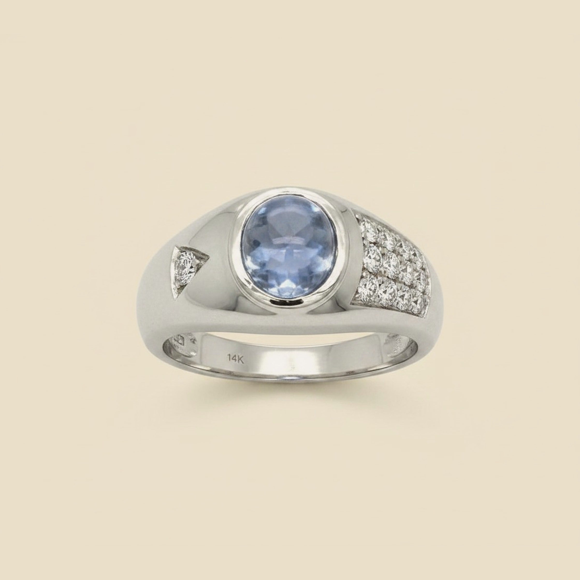 White Gold Natural Star Sapphire Diamond Ring
