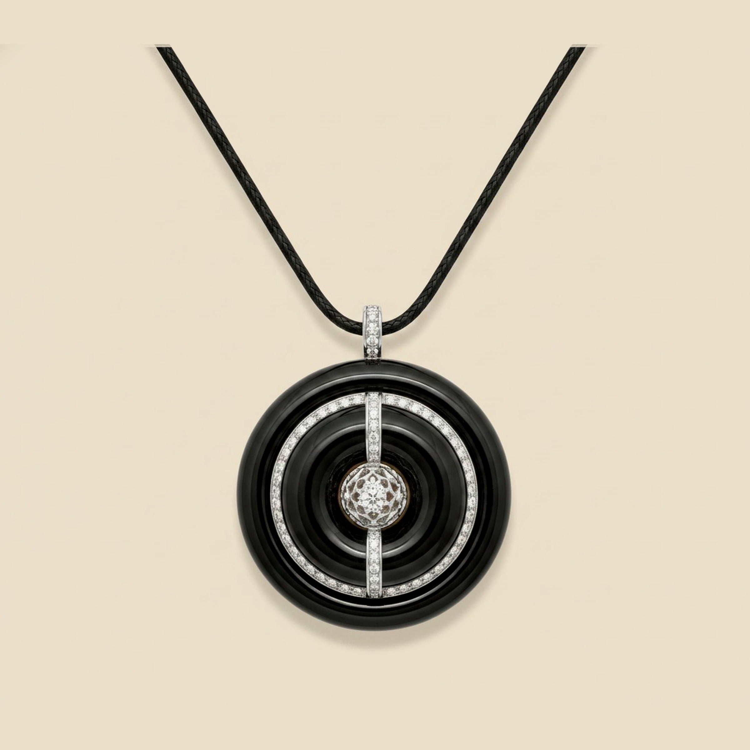 White Gold Onyx & Diamond Tuxedo Pendant – Empire Diamond