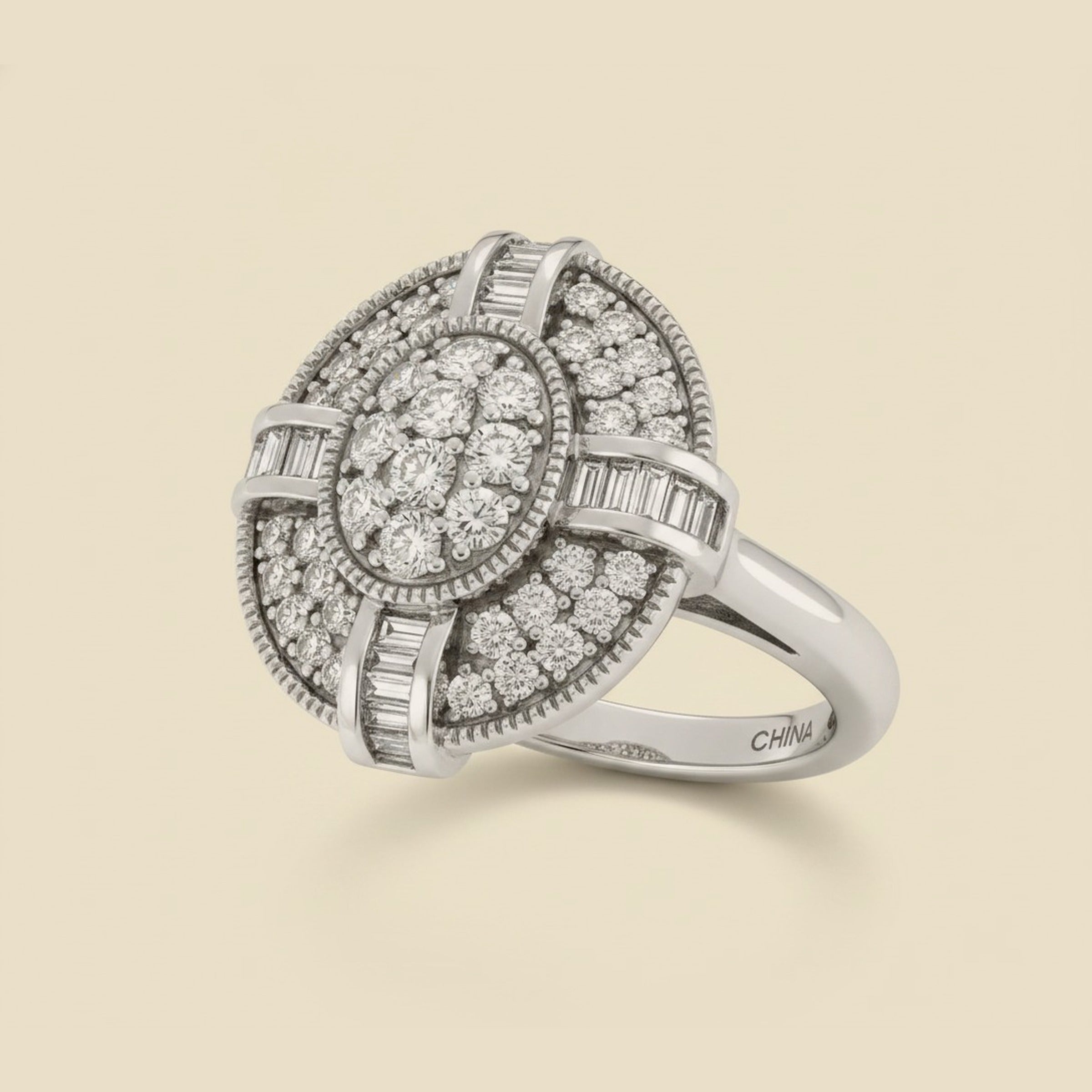 White Gold Oval Diamond Cluster Ring – Empire Diamond