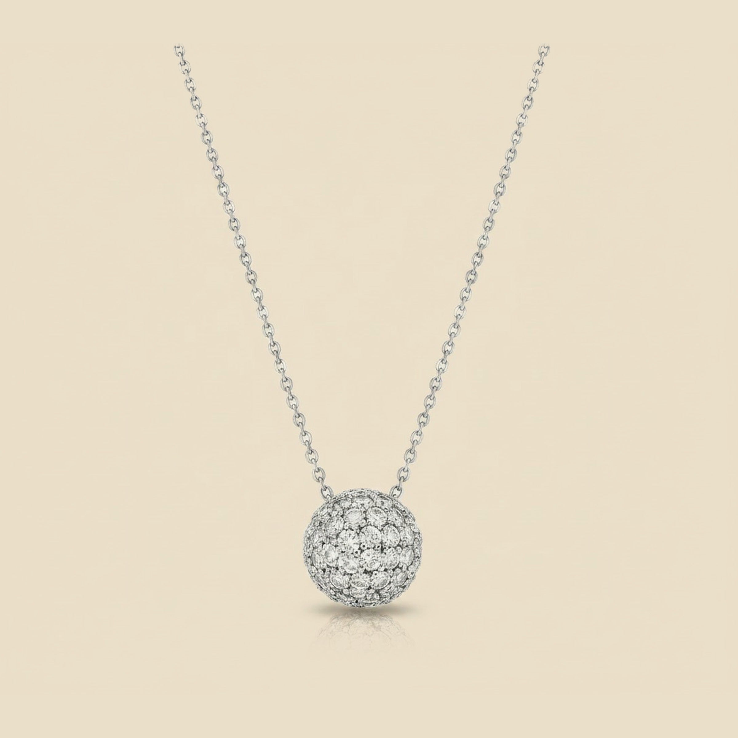 White Gold Pave Diamond Ball Slide Pendant – Empire Diamond
