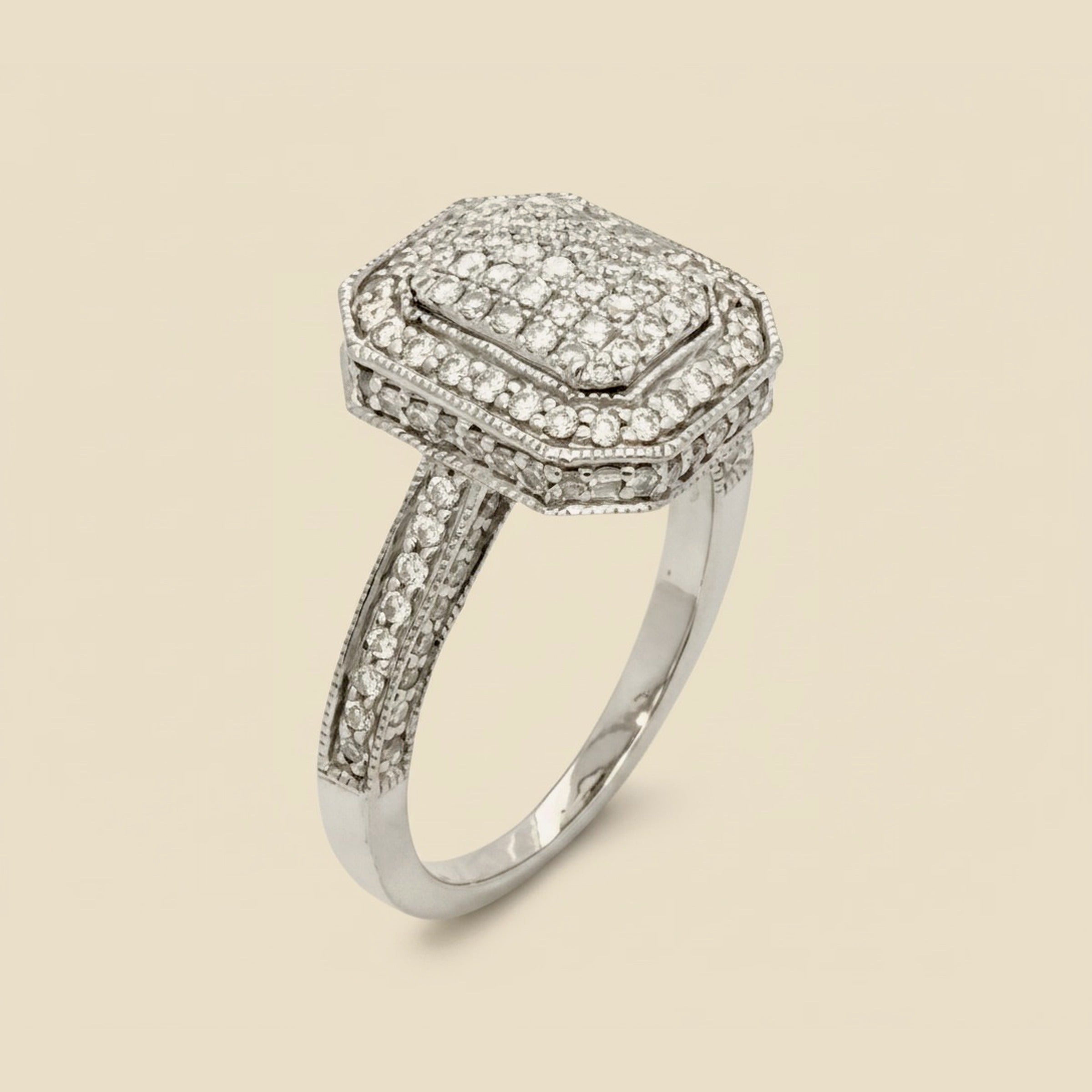 White Gold Pave Diamond Engagement Ring