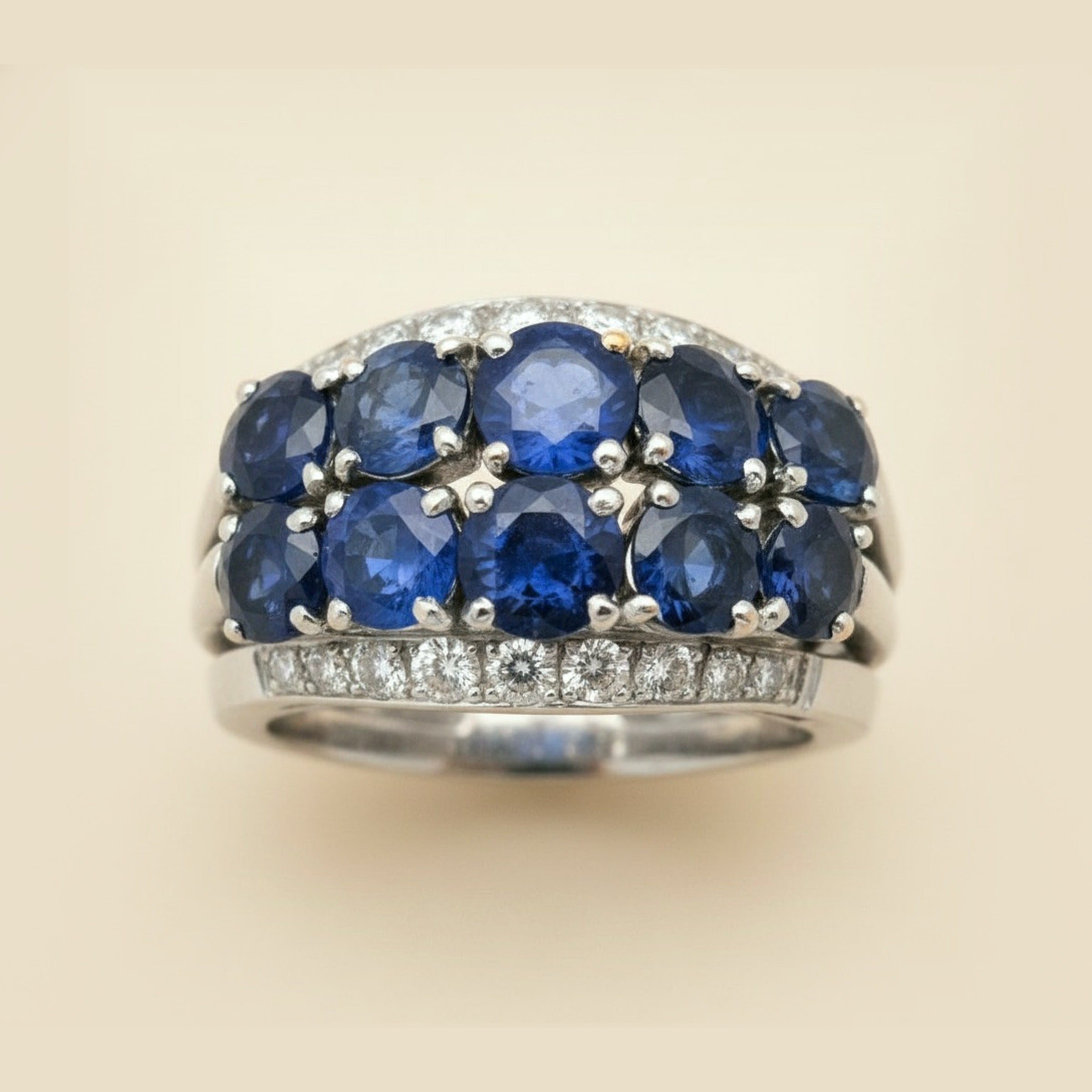 White Gold Sapphire and Diamond Cocktail Ring – Empire Diamond – view 2