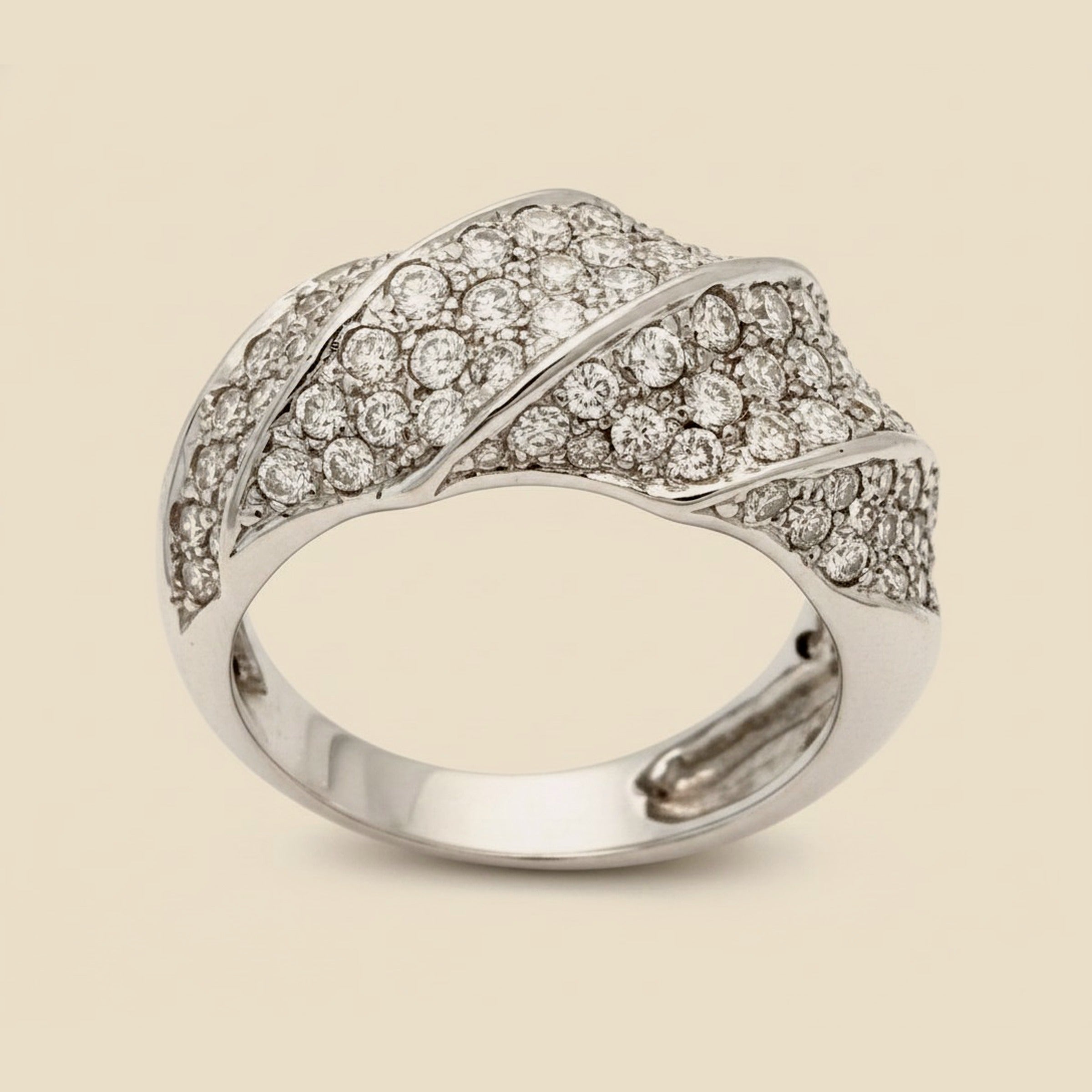 White Gold Sectional Diamond Cluster Ring