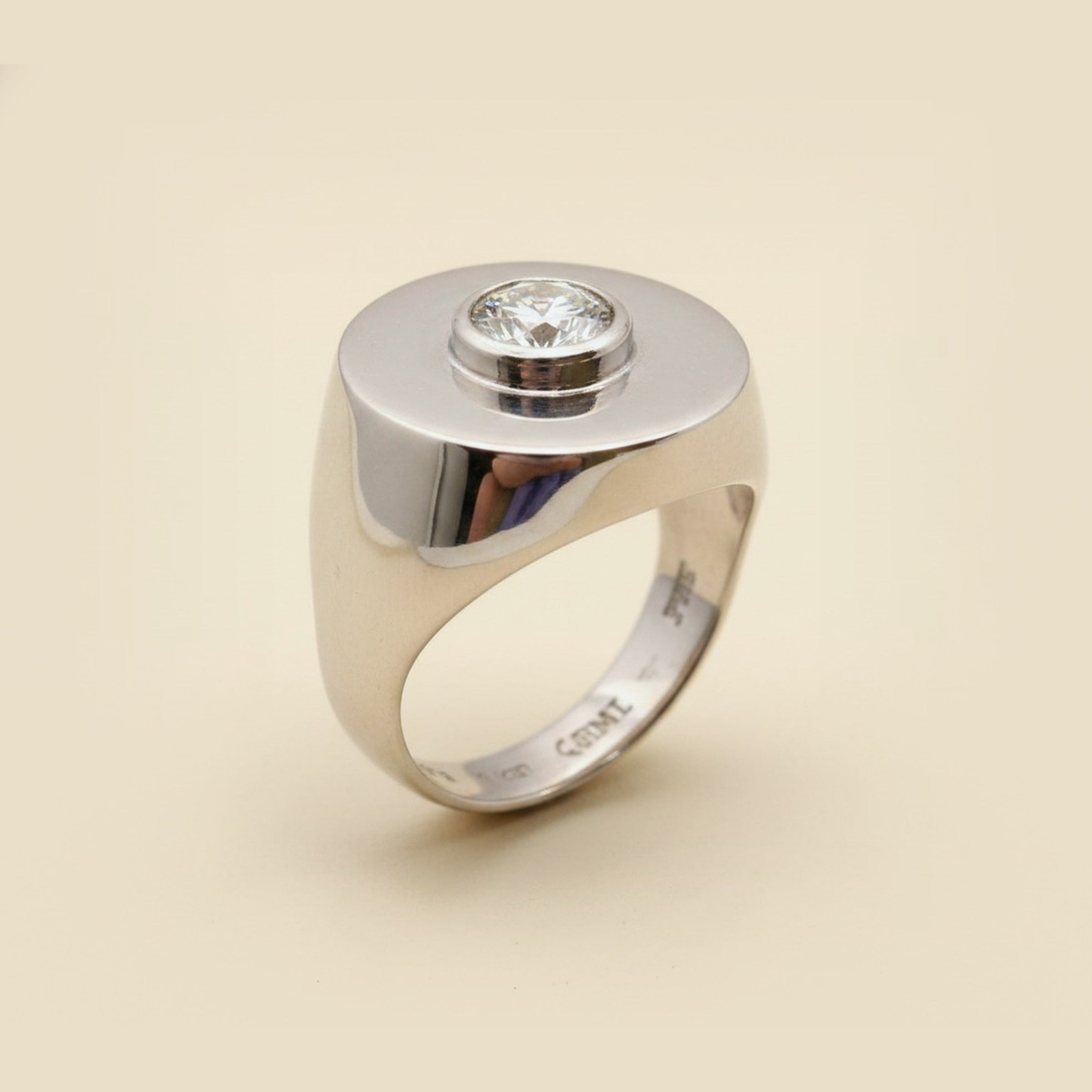 White Gold Statement Ring with Center Diamond – Empire Diamond