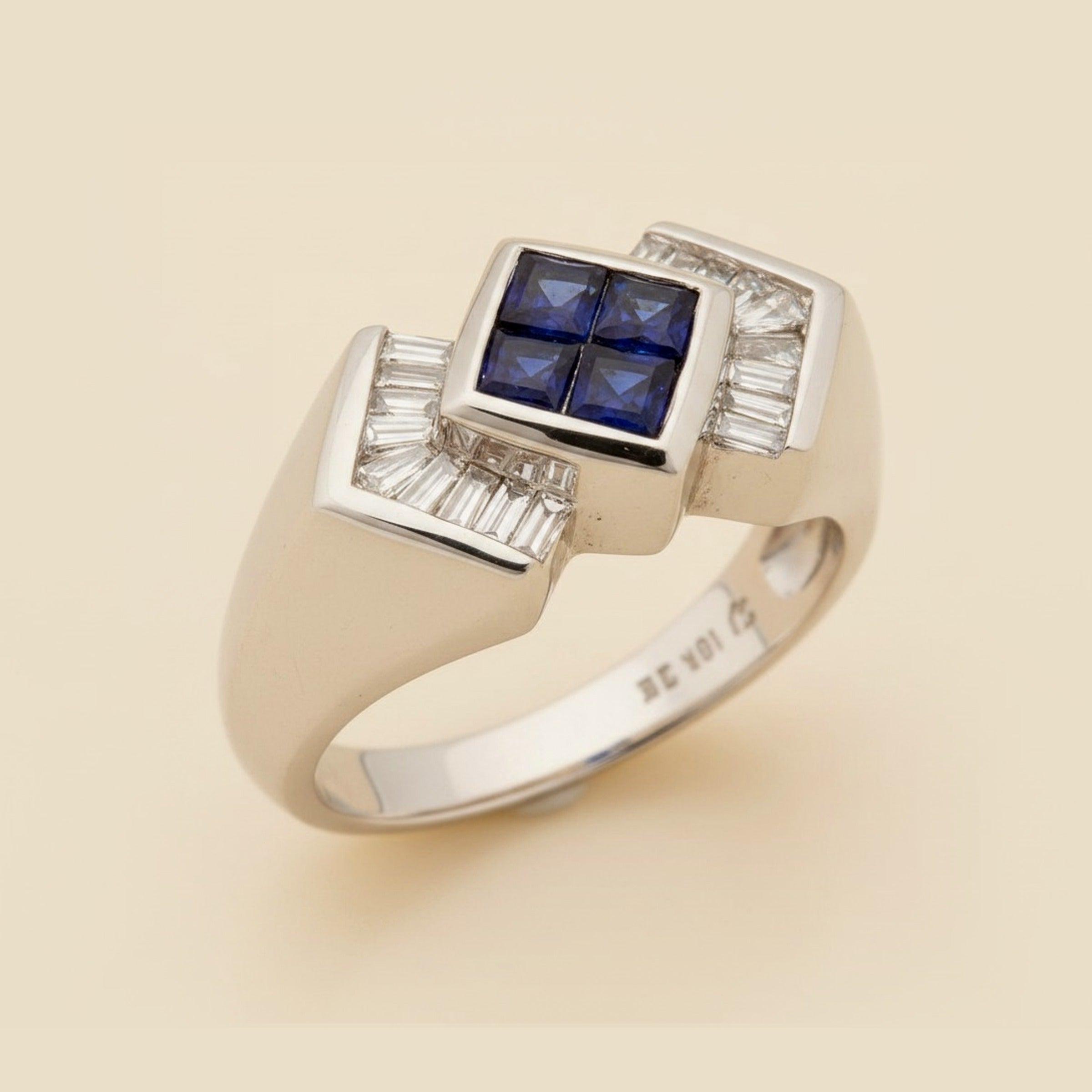 White Gold Synthetic Sapphire & Diamond Ring – Empire Diamond