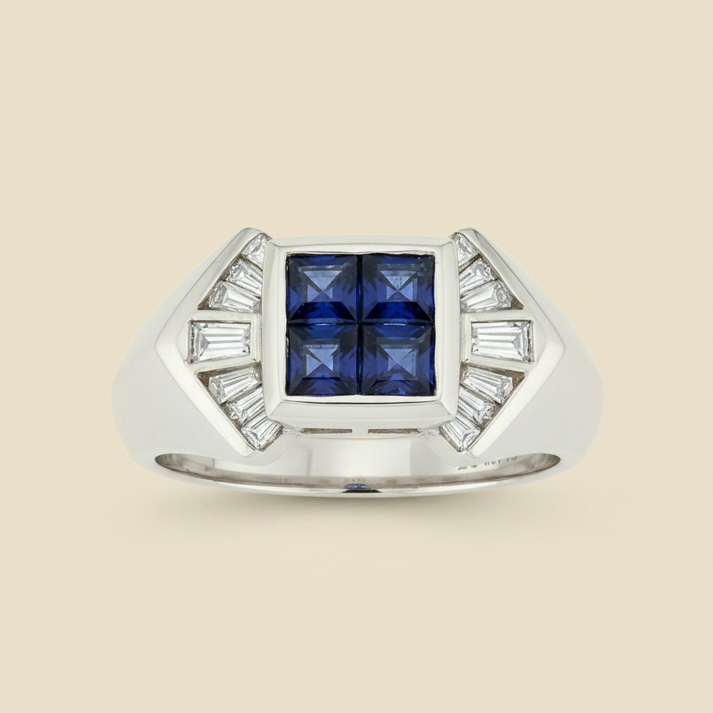 White Gold Synthetic Sapphire & Diamond Ring – Empire Diamond – view 2