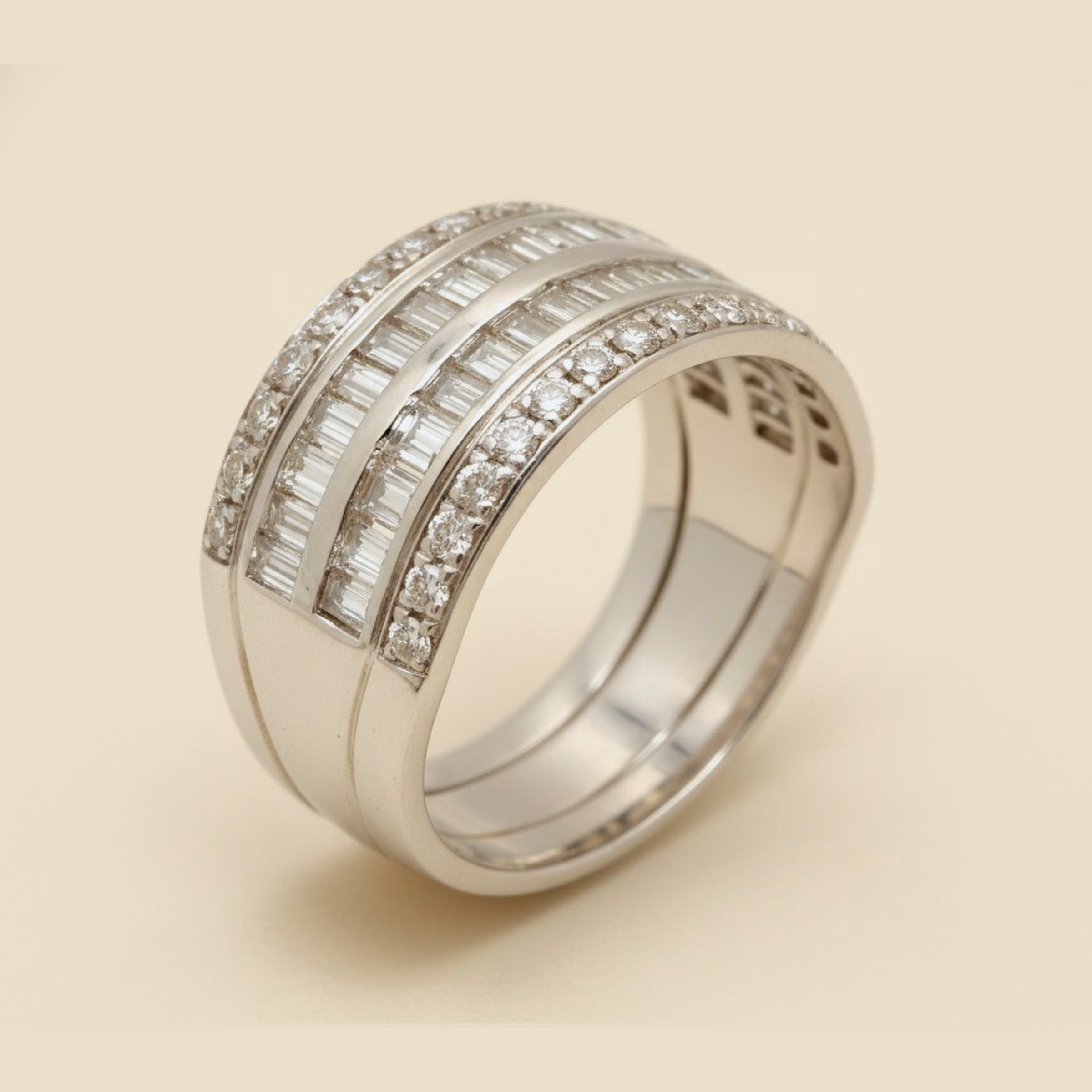 Wide Platinum Diamond Wedding Band