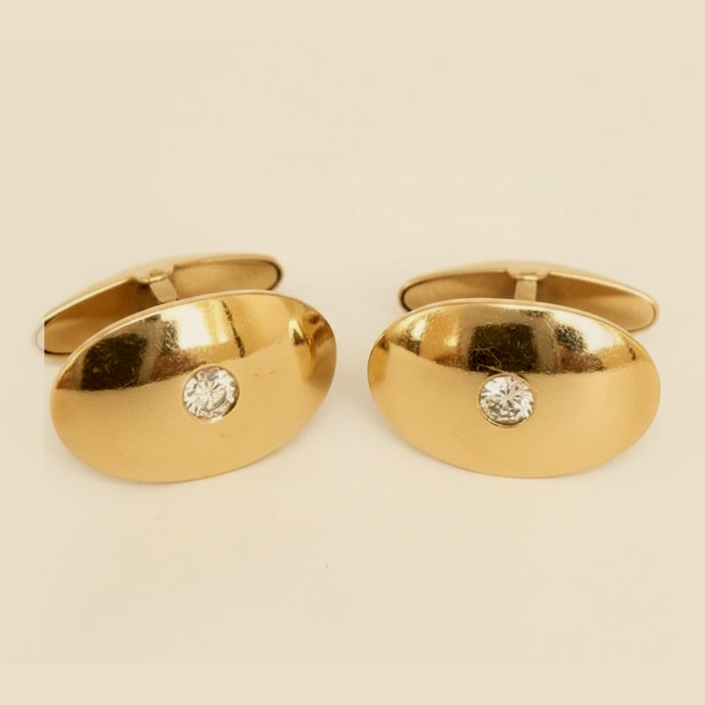 Yellow Gold Bezel Set Diamond Cufflinks – Empire Diamond