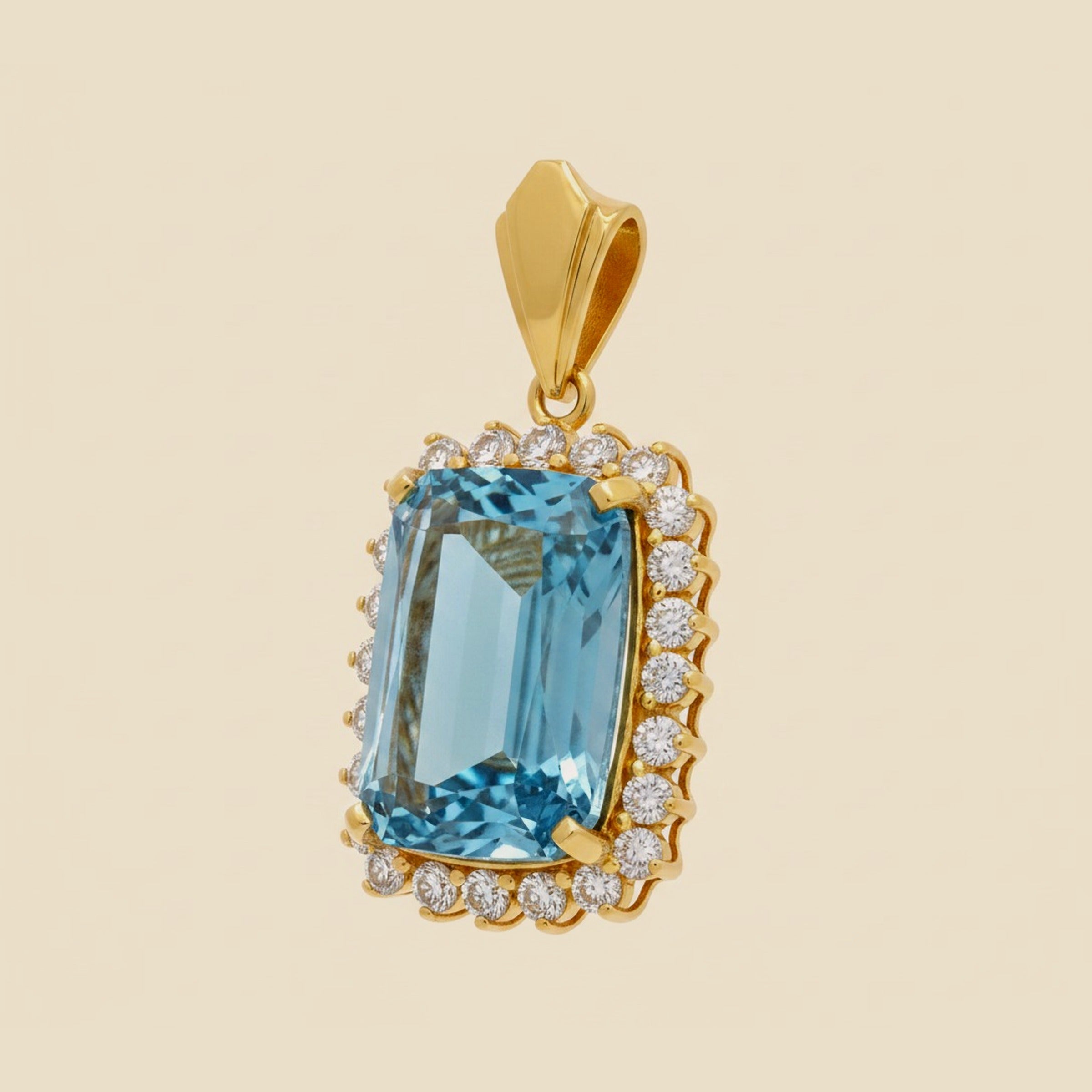 Yellow Gold Blue Topaz and Diamond Pendant – Empire Diamond