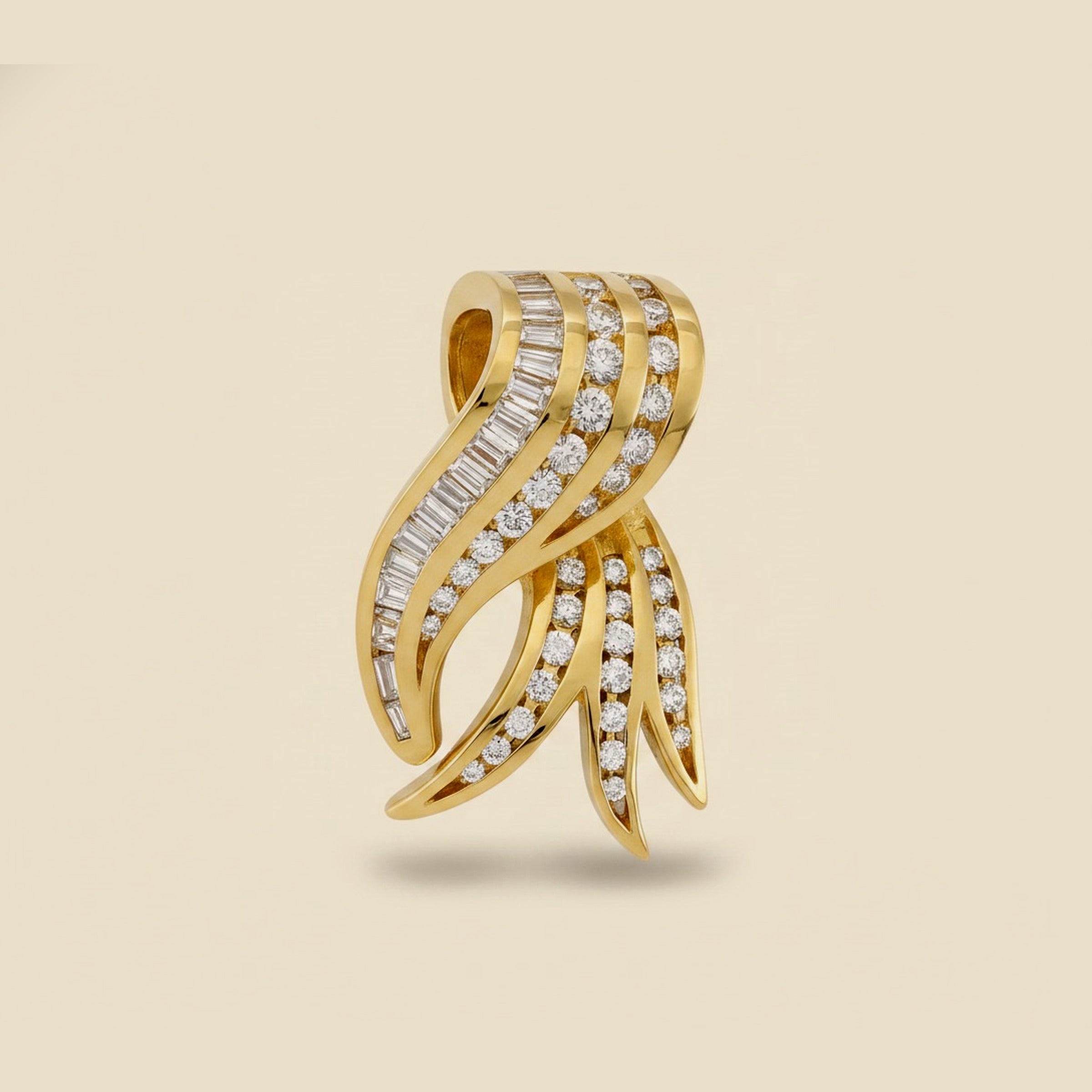 Yellow Gold Channel Set Diamond Pin/Pendant