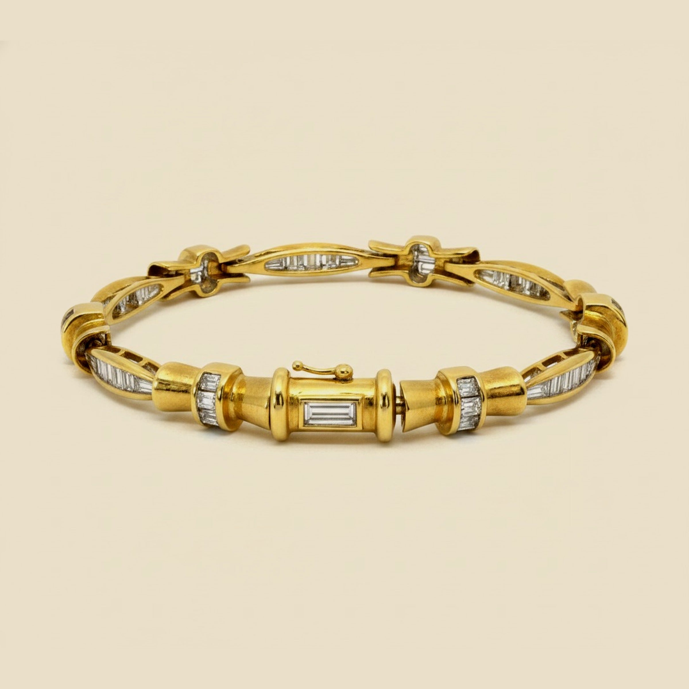 Yellow Gold Channel Set Straight Line Baguette Diamond Bracelet – Empire Diamond