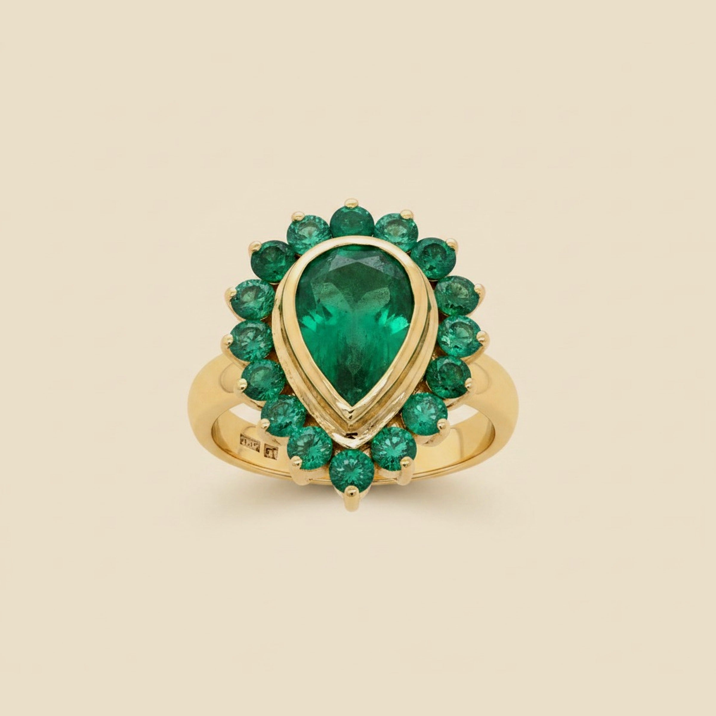 Yellow Gold Colombian Emerald Cocktail Ring