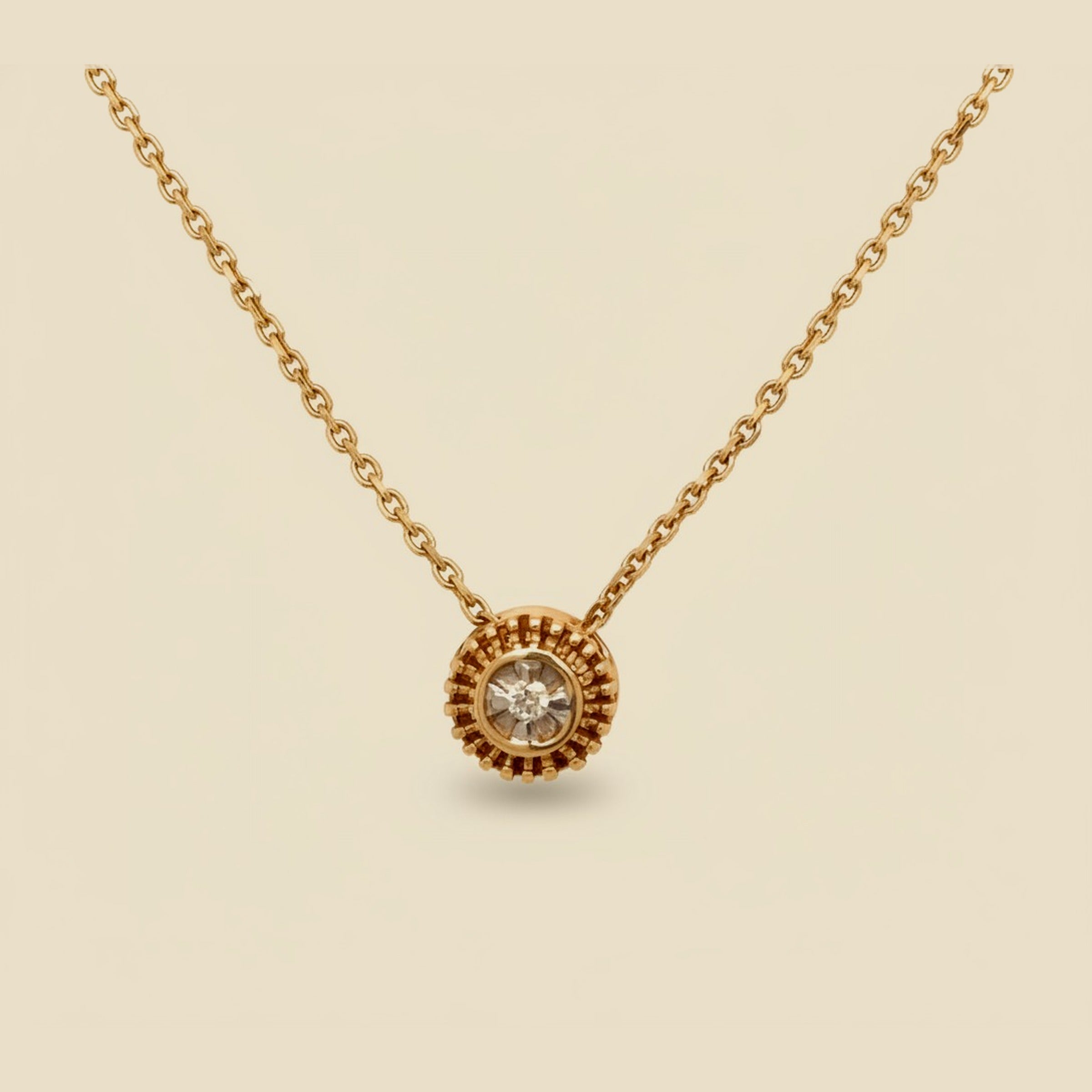Yellow Gold Decorative Diamond Disc Pendant Necklace – Empire Diamond