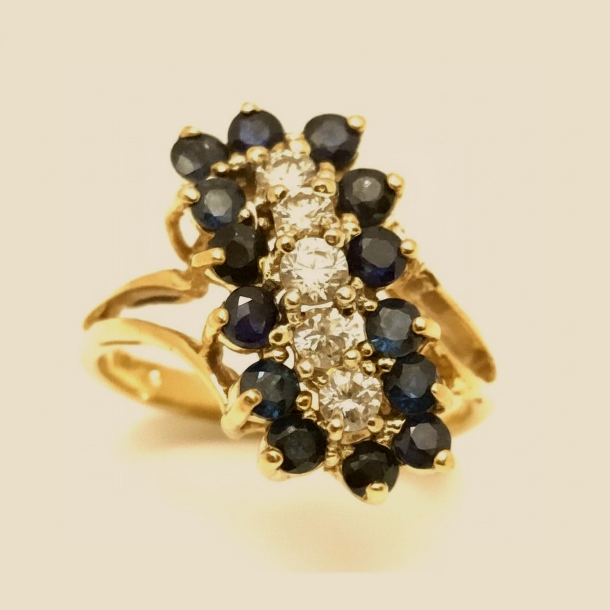 Yellow Gold Diamond and Sapphire Cocktail Ring – Empire Diamond