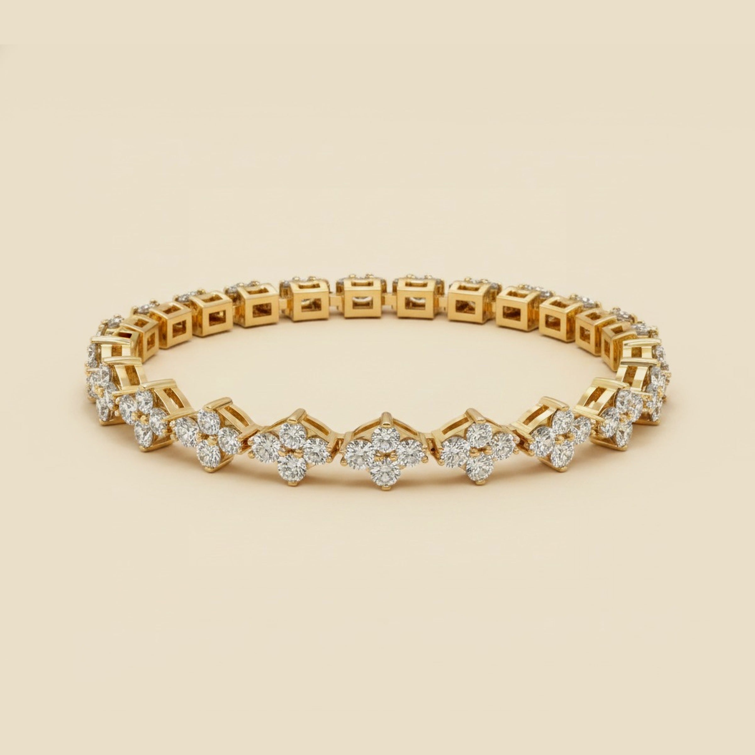 Yellow Gold Diamond Chevron Link Bracelet