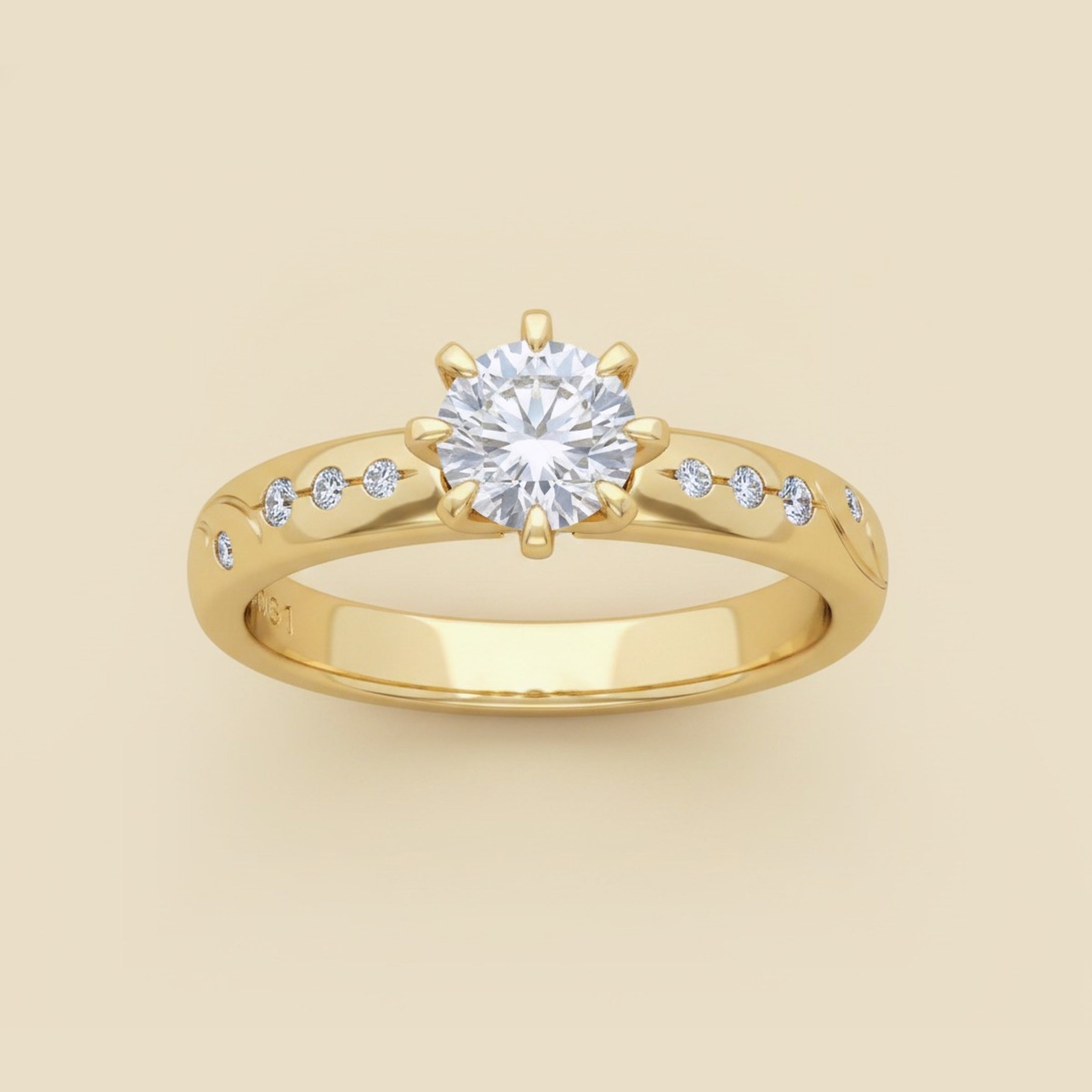 Yellow Gold Diamond Engagement Ring, 6 Prong Setting – Empire Diamond – view 2