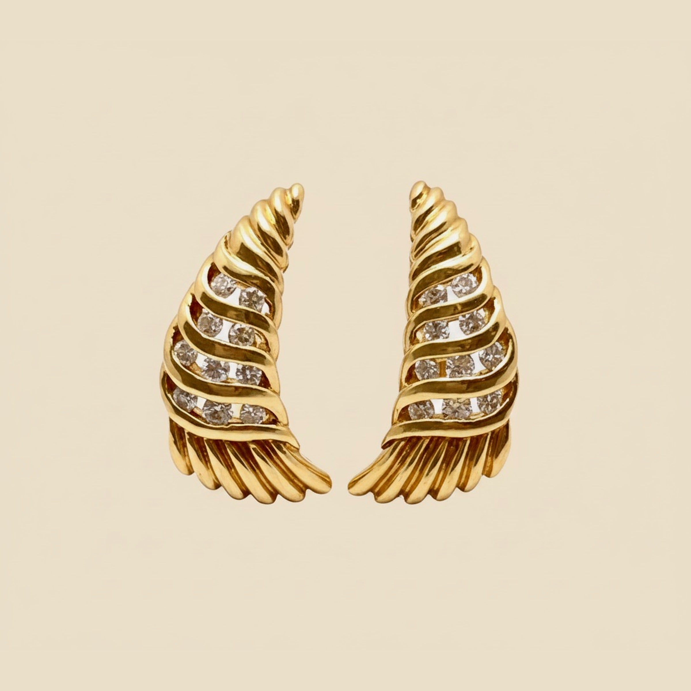 Yellow Gold Diamond Fan Earrings – Empire Diamond