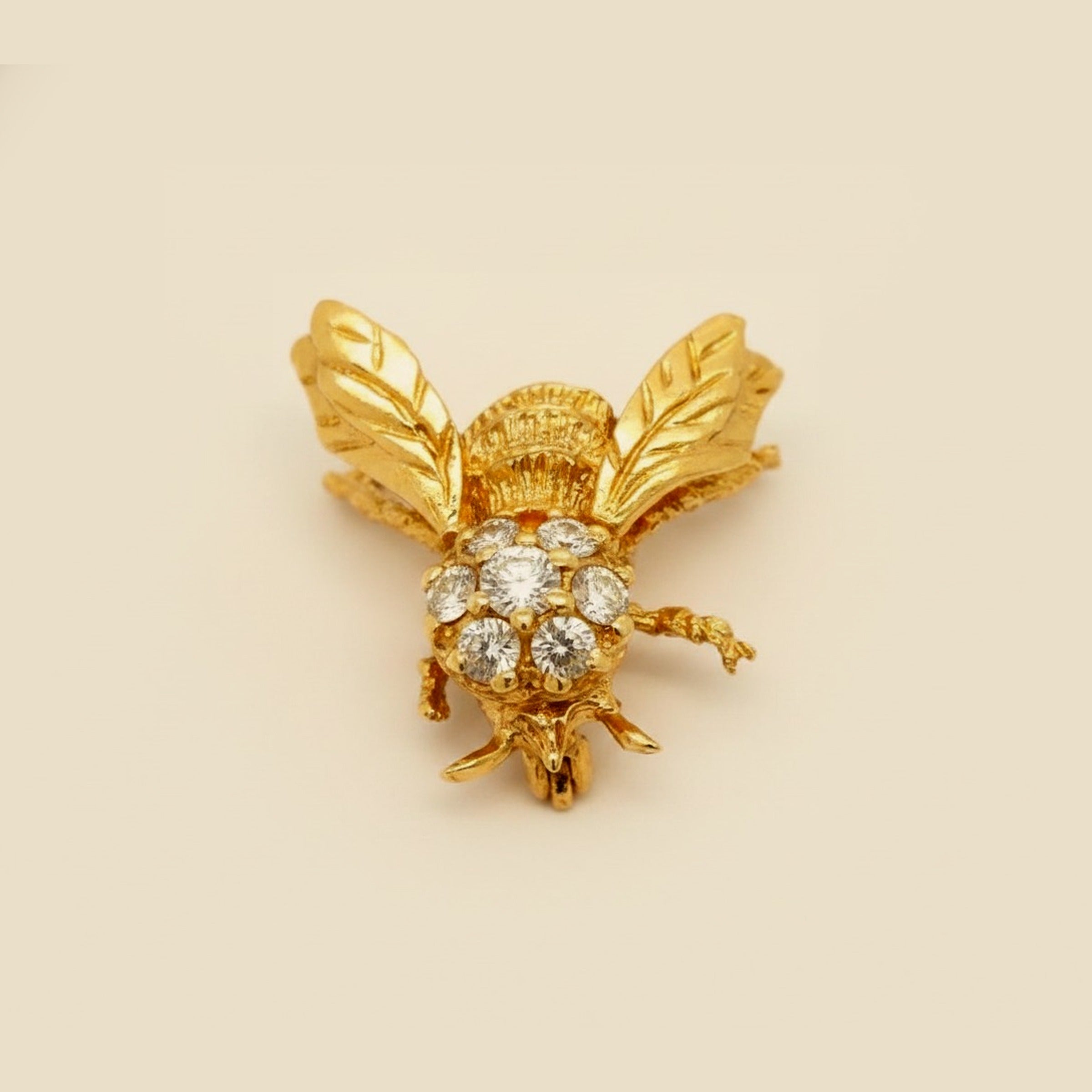 Yellow Gold Diamond Fly Pin