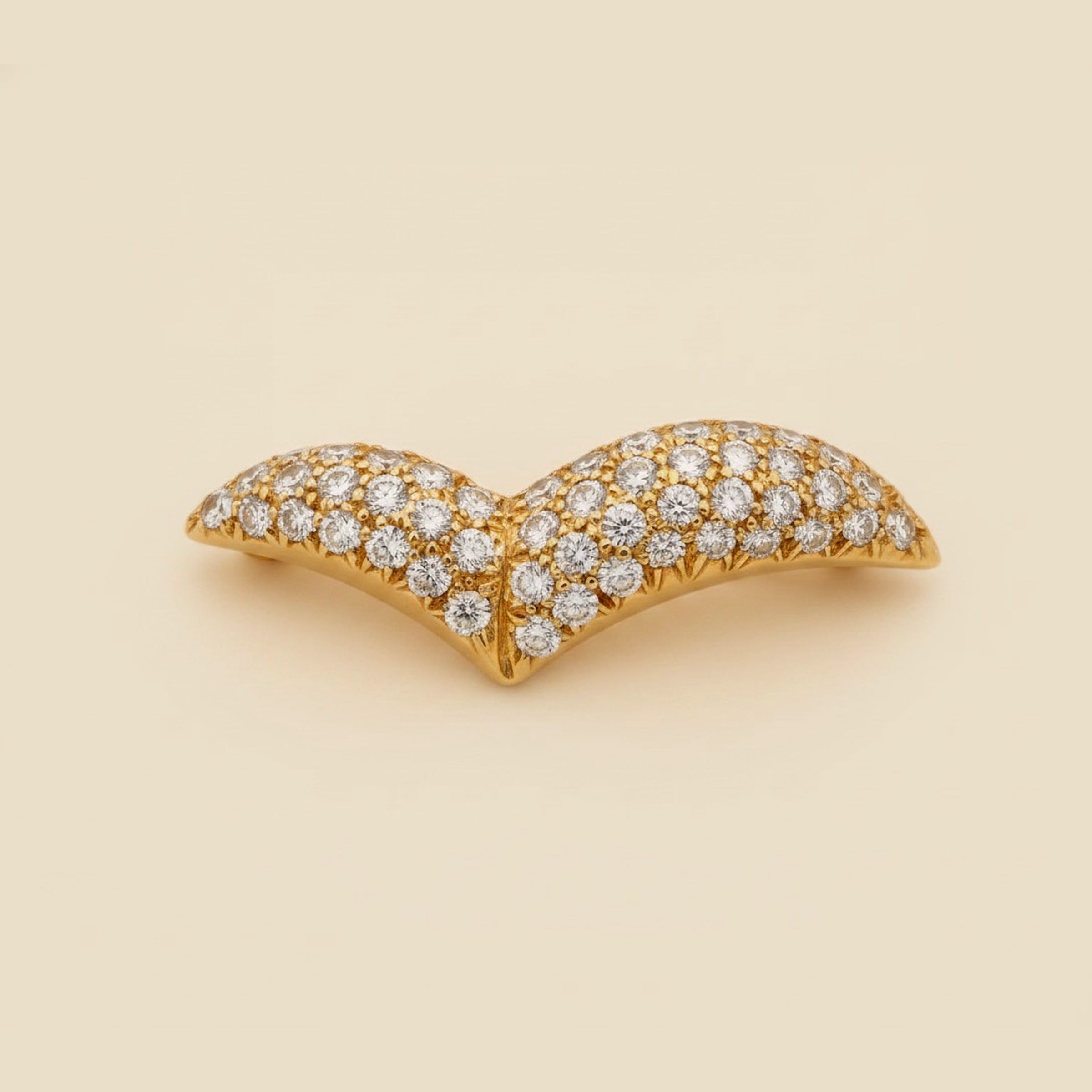 Yellow Gold Diamond Seagull Pin
