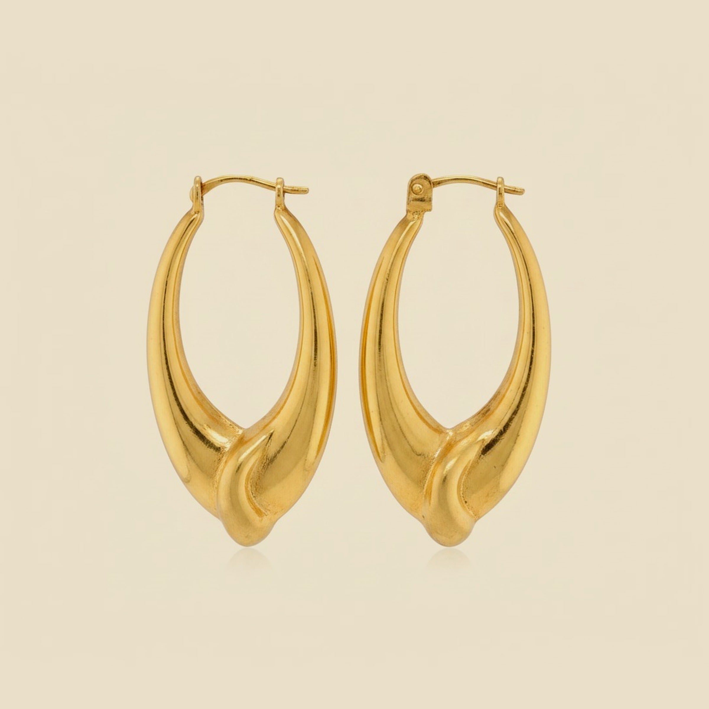 Yellow Gold Elongated Earrings with a Matte Finish – Empire Diamond