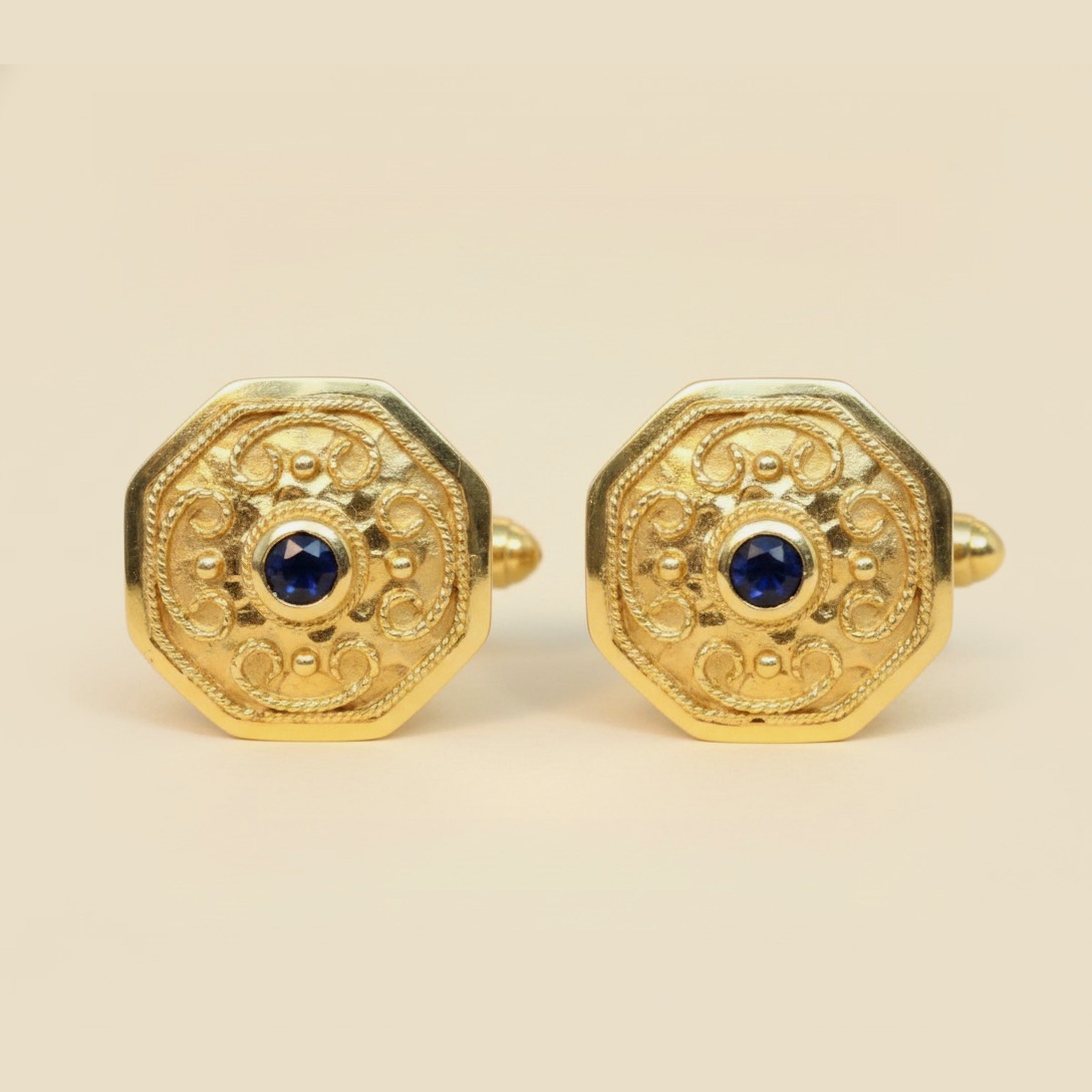 Yellow Gold Etruscan Style Small Octagonal Ear-clips – Empire Diamond